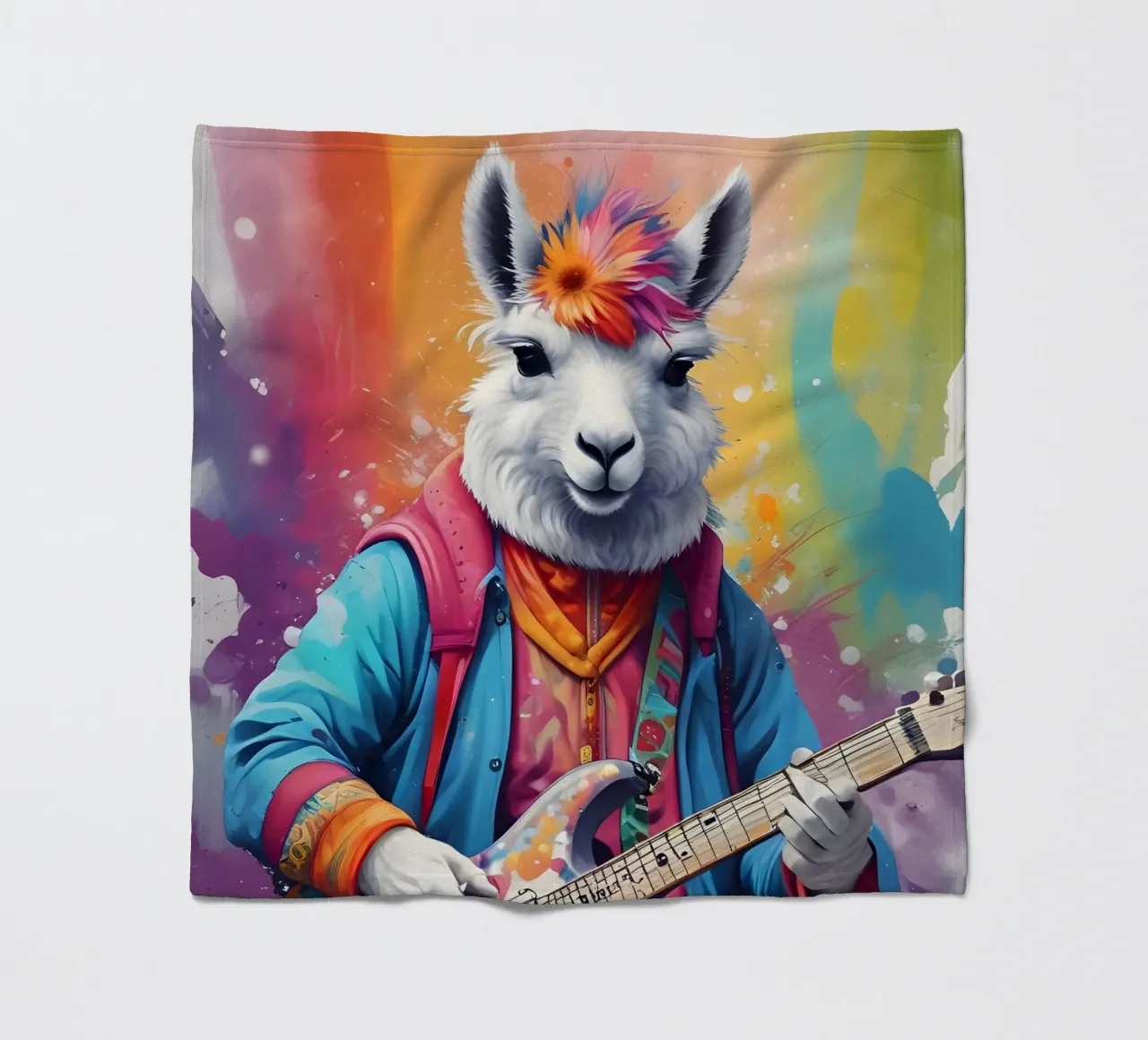 Lama suona la chitarra coperta in pile da MakArena
