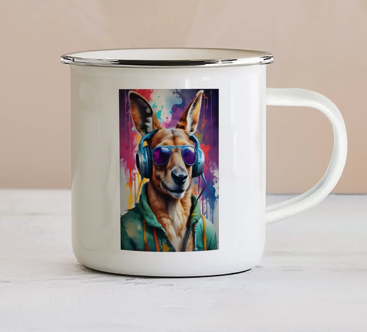 Canguro in cuffia tazza in smalto da MakArena
