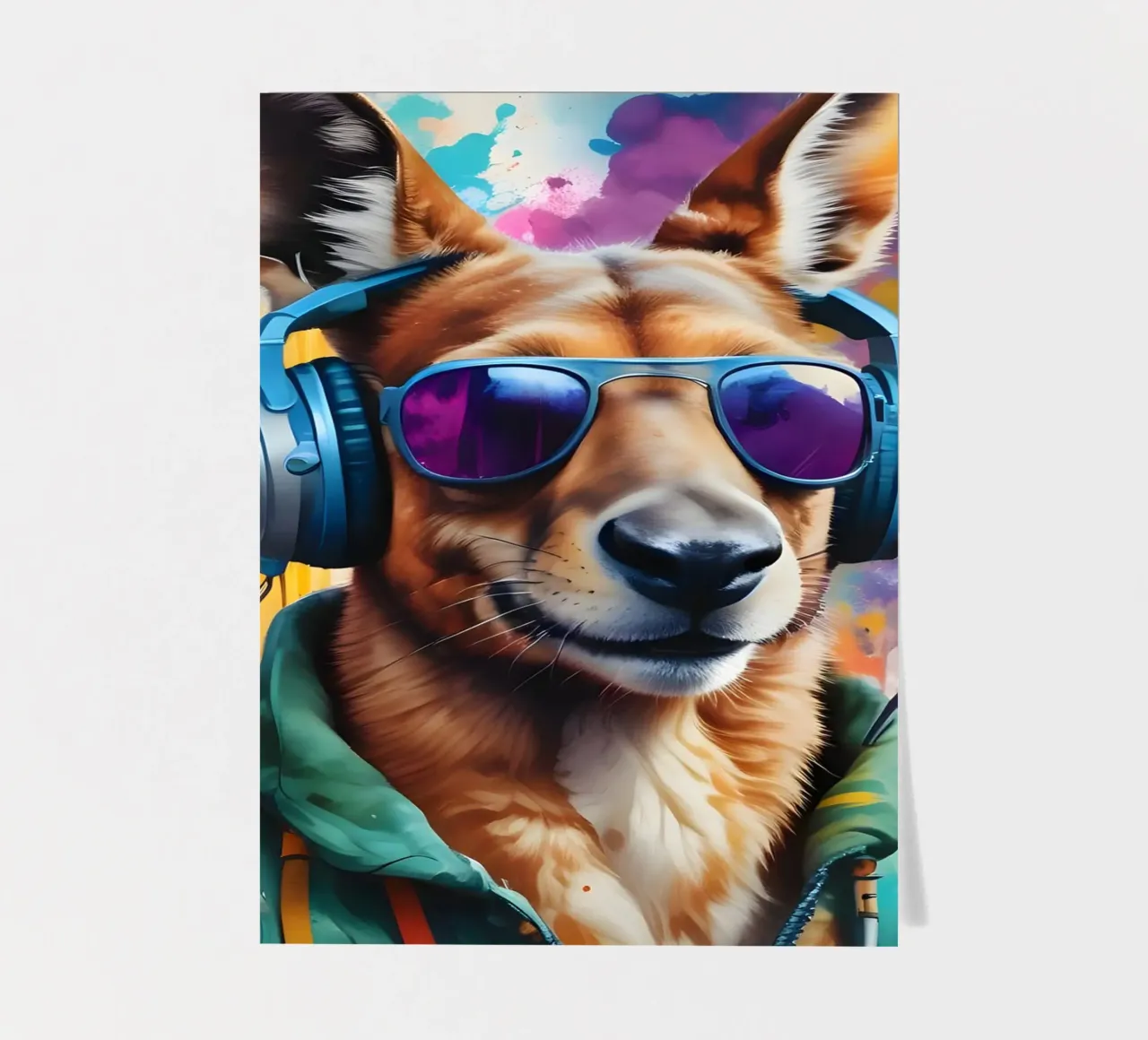 Känguru im Kopfhörer Stickerbogen von MakArena