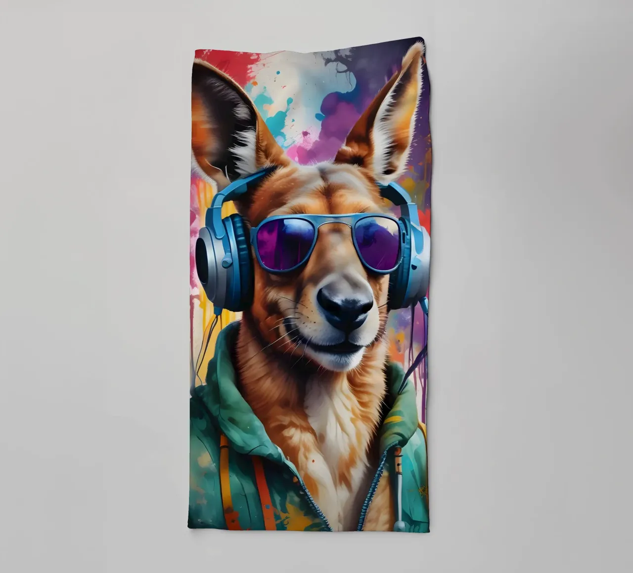Kangaroo in headphones towel by MakArena