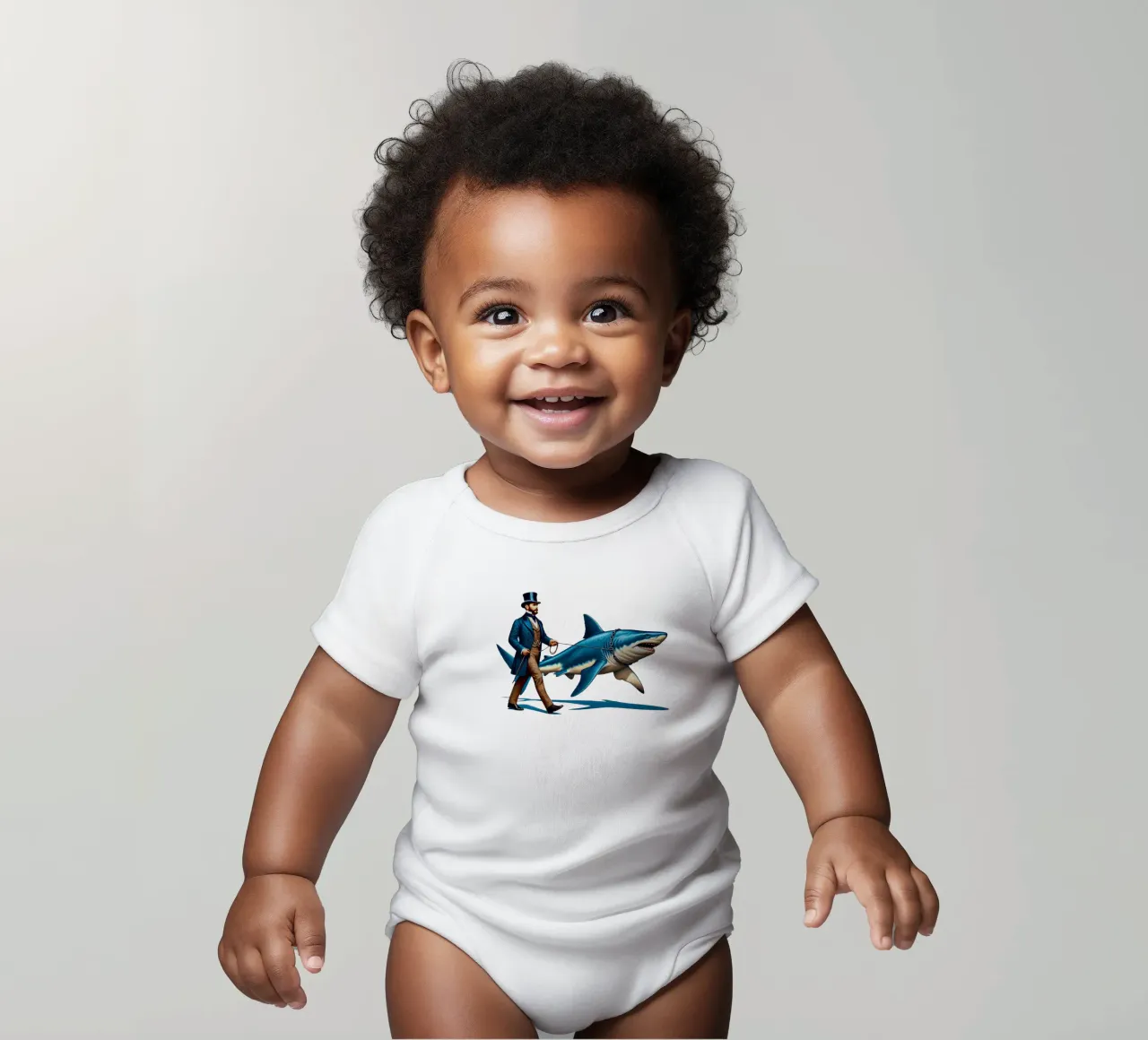 Walking the Shark Kurzarm Babybody von Art Unleashed