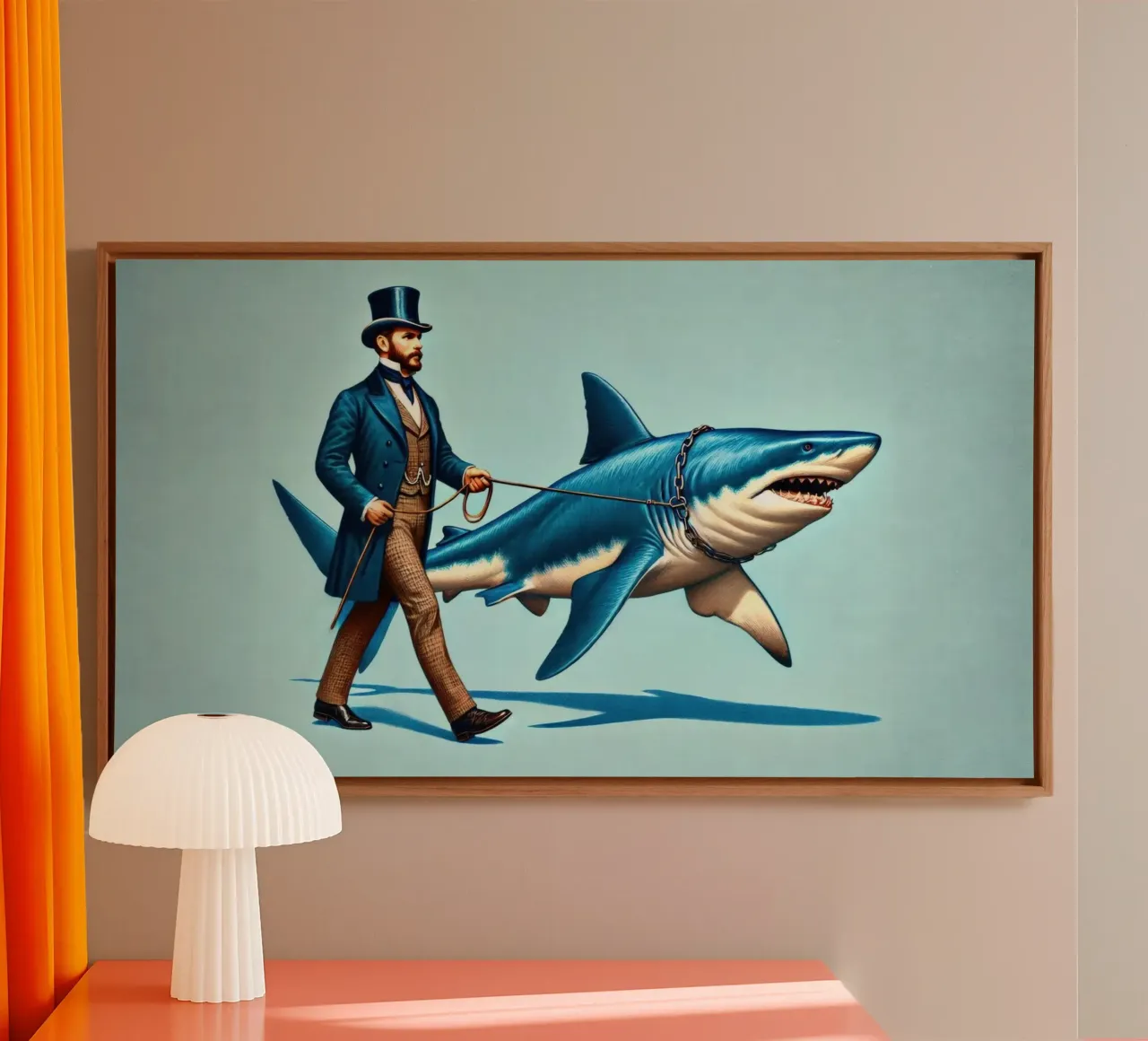 Walking the Shark tela con Cornice a cassetta da Art Unleashed