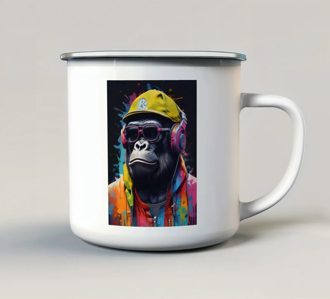 Gorilla in cuffia tazza in smalto da MakArena