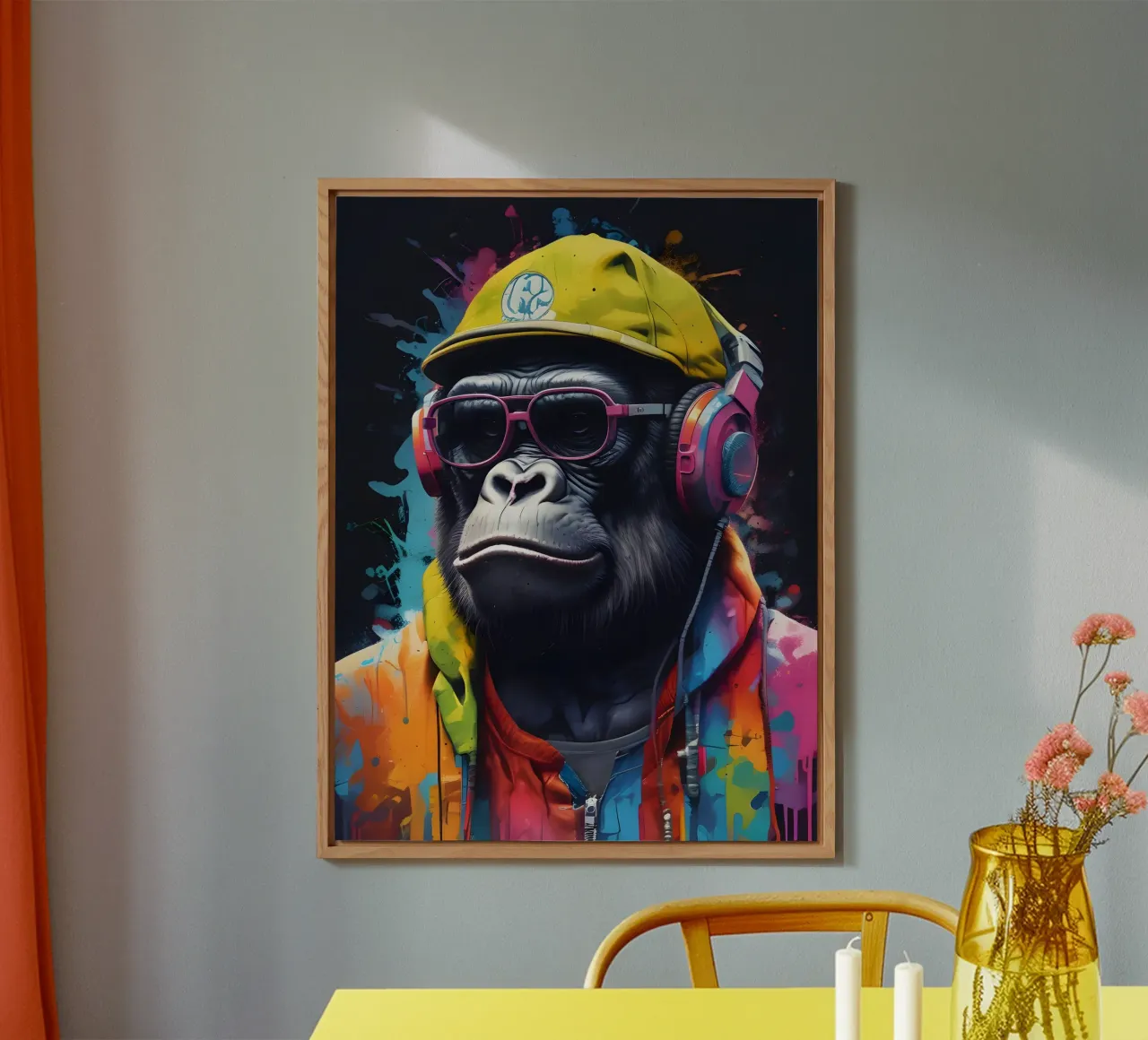 Gorilla in cuffia alluminio dibond da MakArena