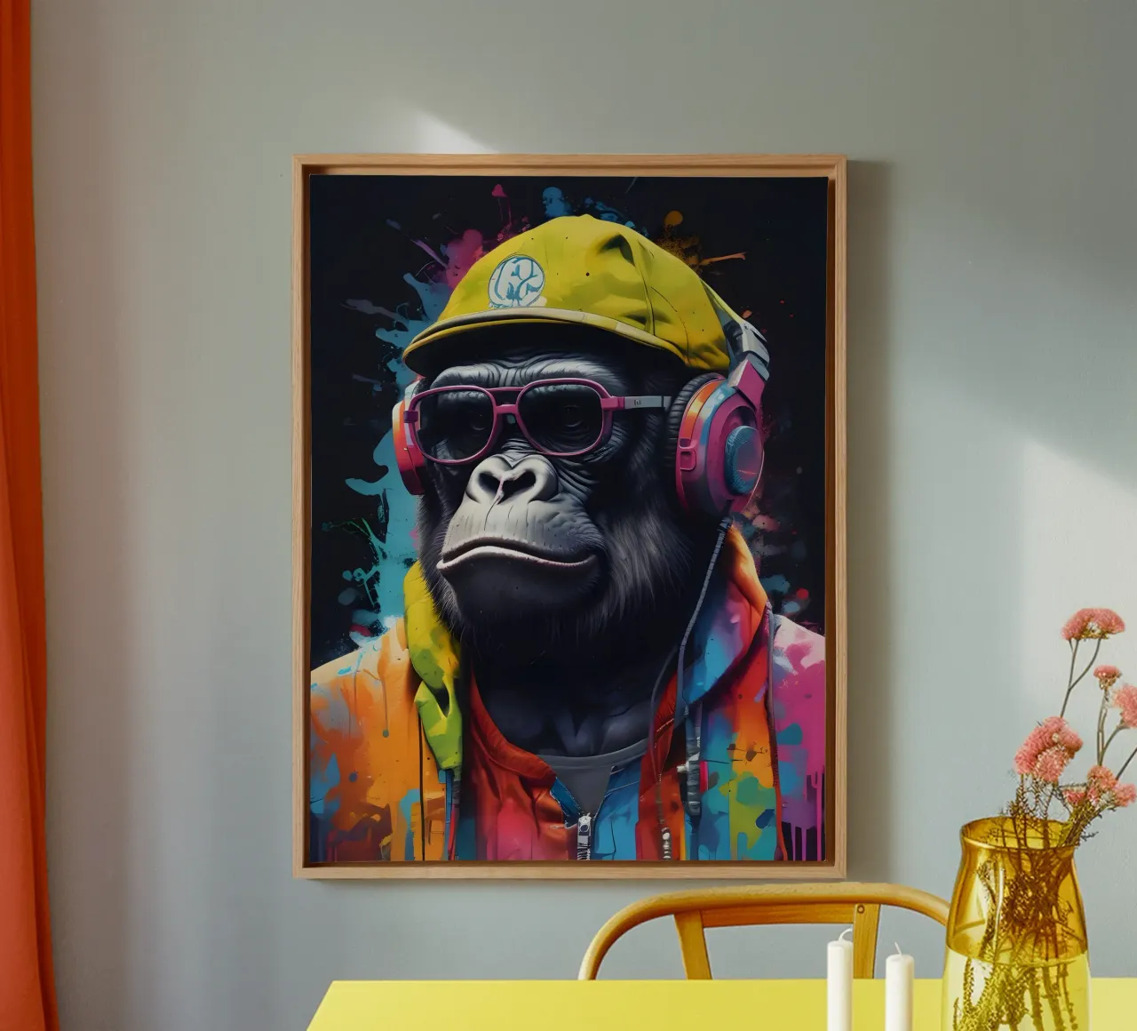 Gorilla in cuffia tela con Cornice a cassetta da MakArena