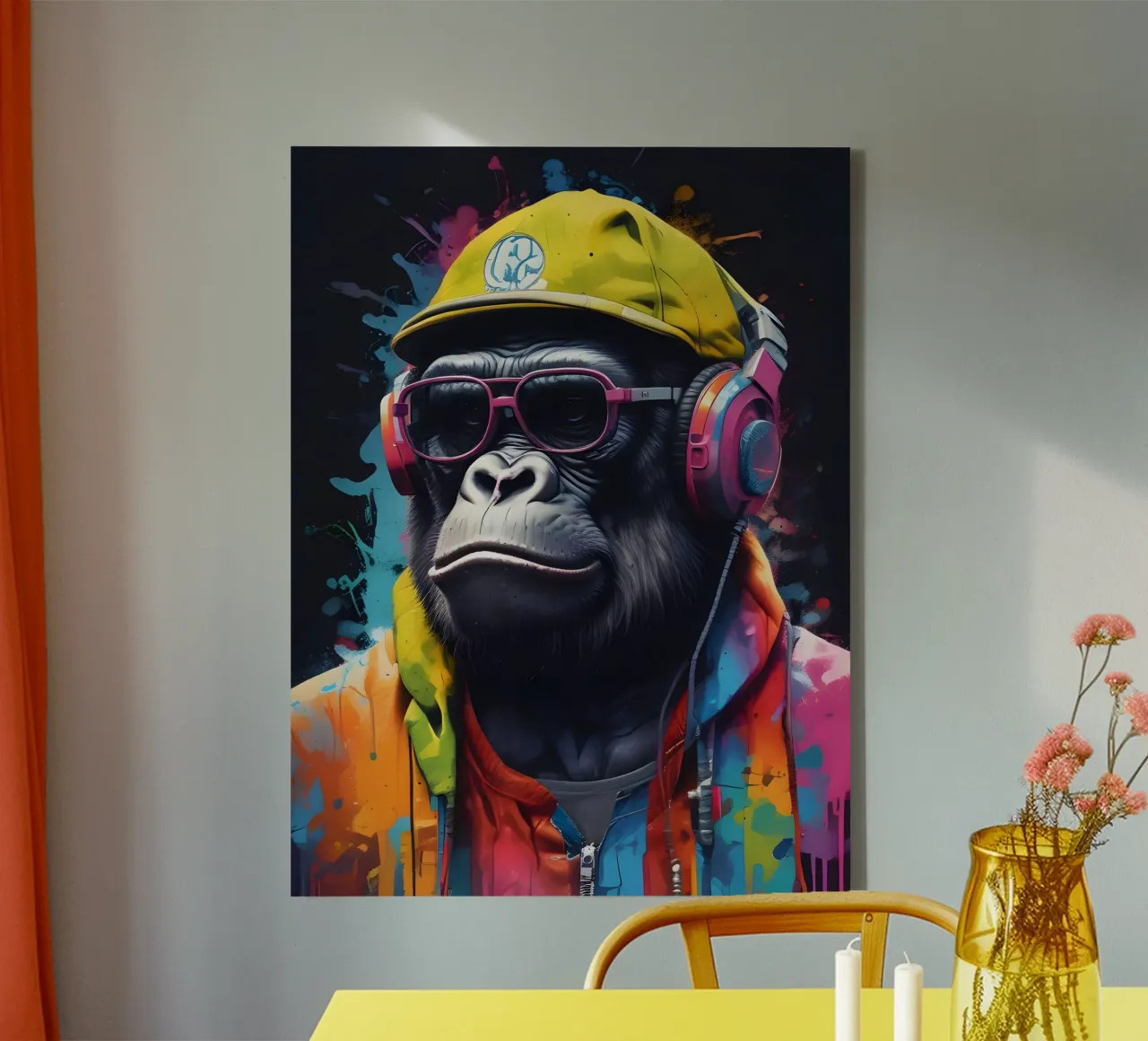 Gorilla in cuffia tela con Cornice a cassetta da MakArena