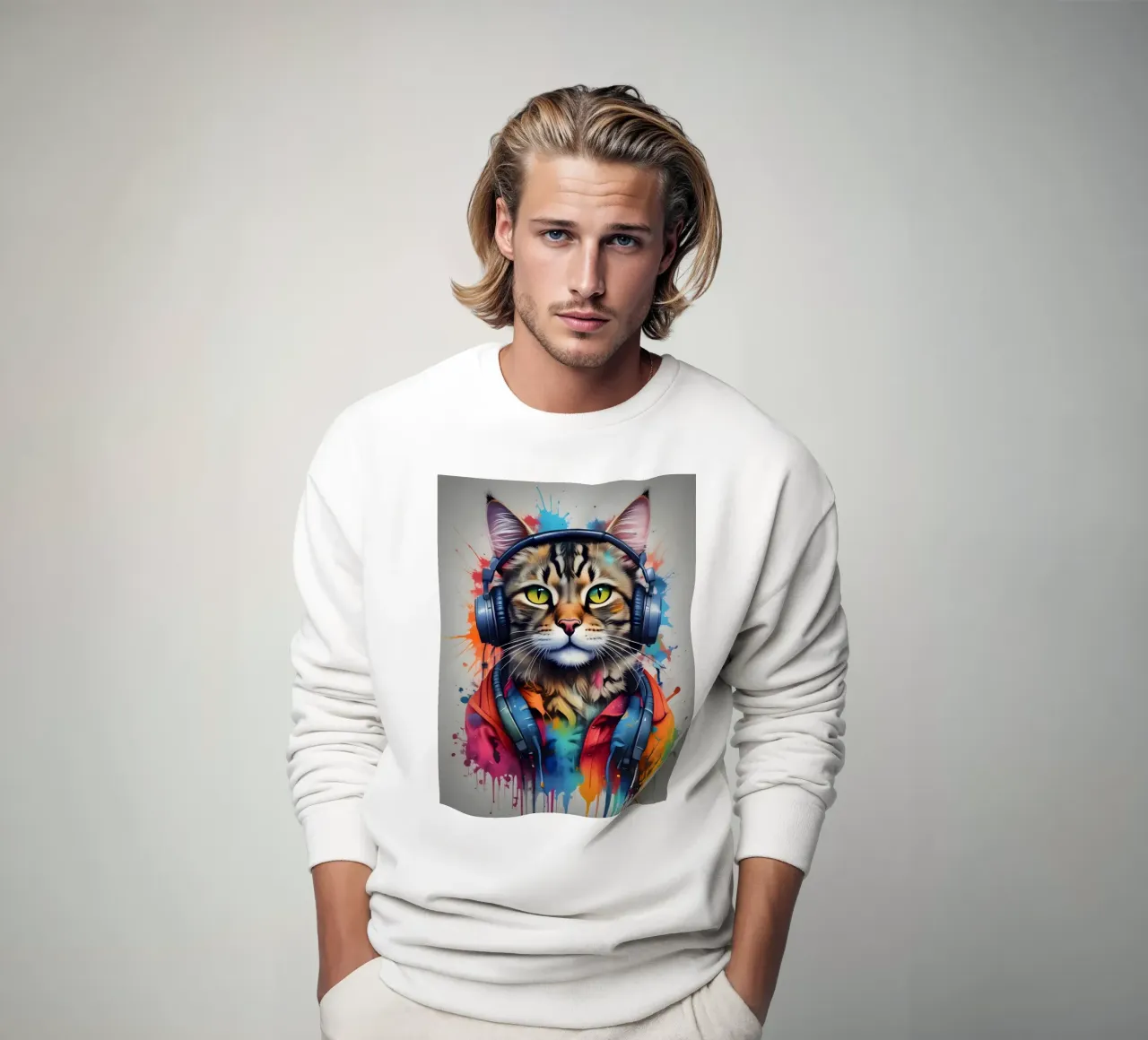 Funny cat music sweatshirt by MakArena