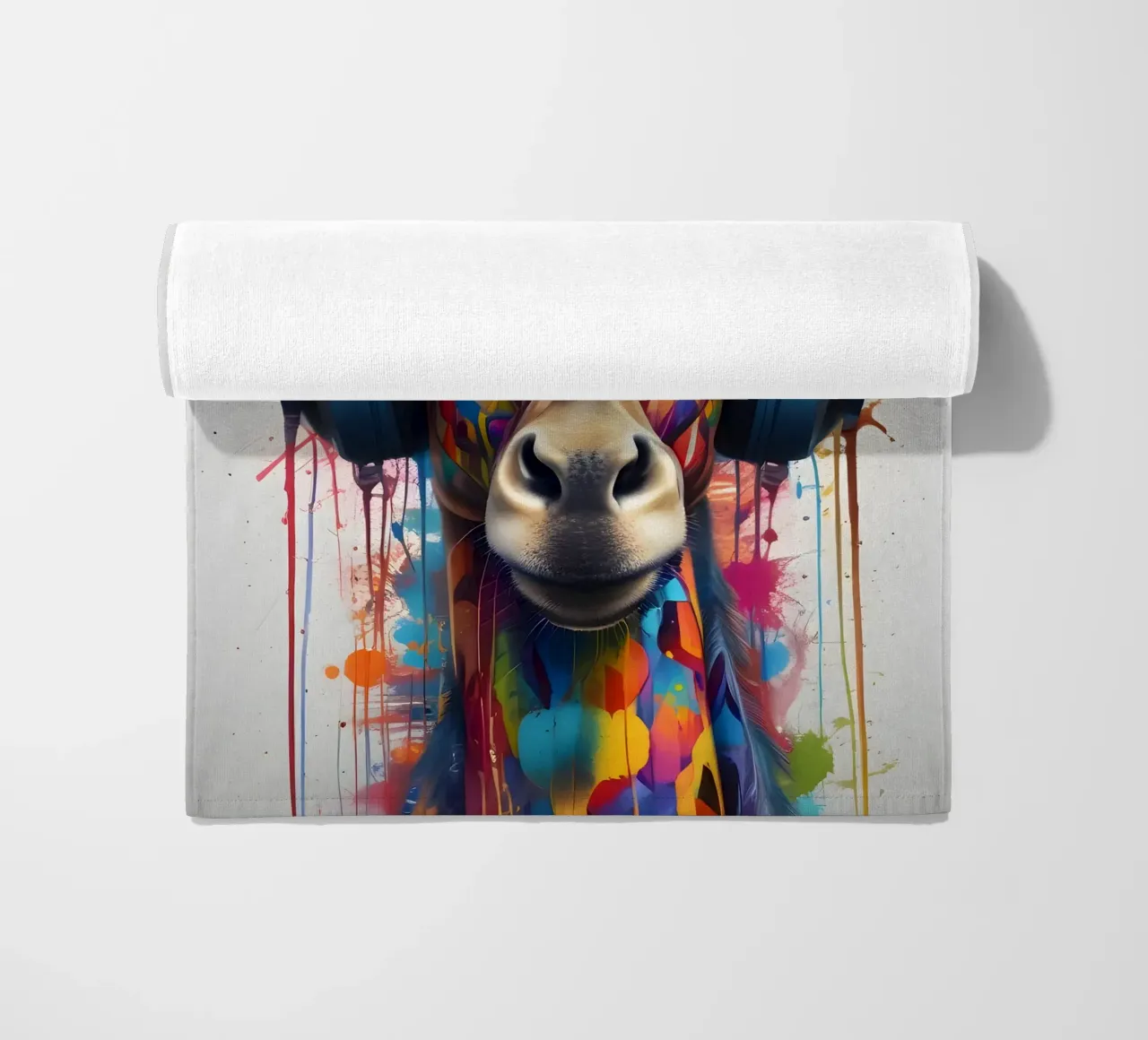 Giraffa in cuffia telo mare da MakArena
