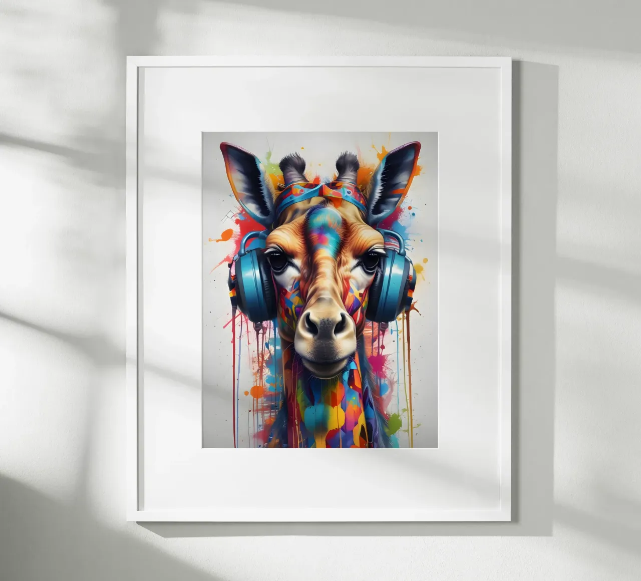 Giraffa in cuffia carta hahnemühle da MakArena