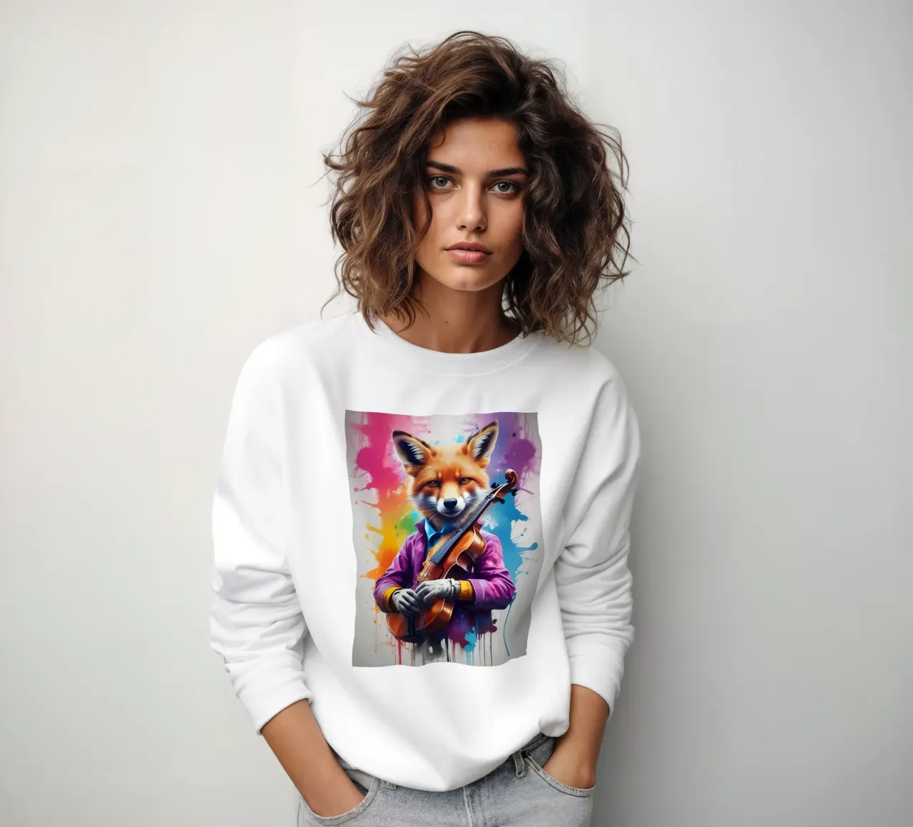 Vos met viool sweatshirt van MakArena