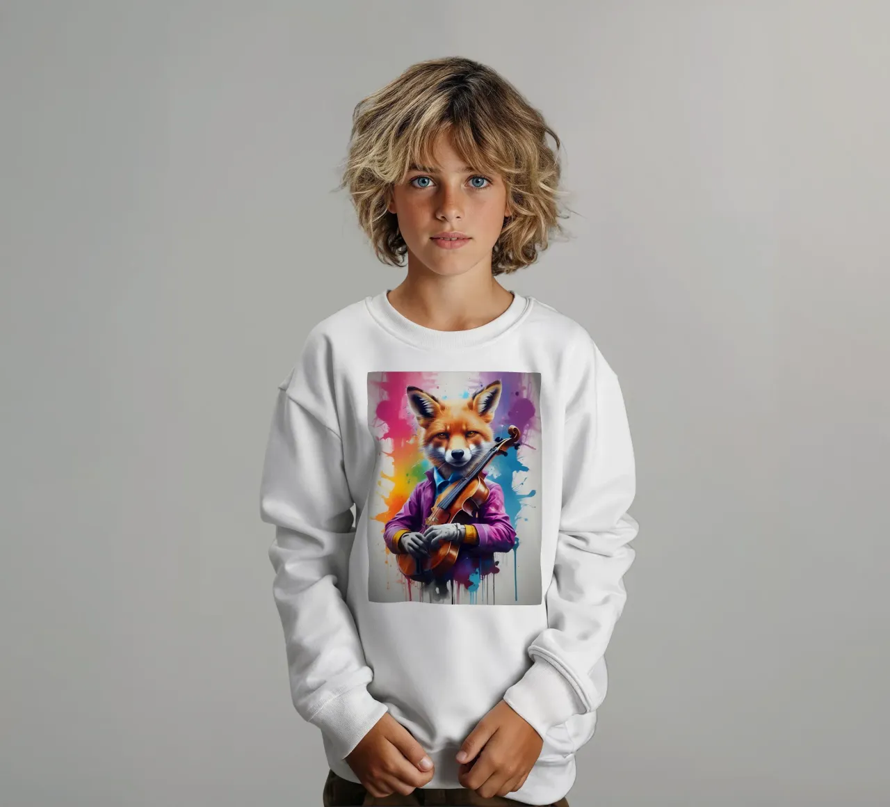 Volpe con violino felpa bambino da MakArena