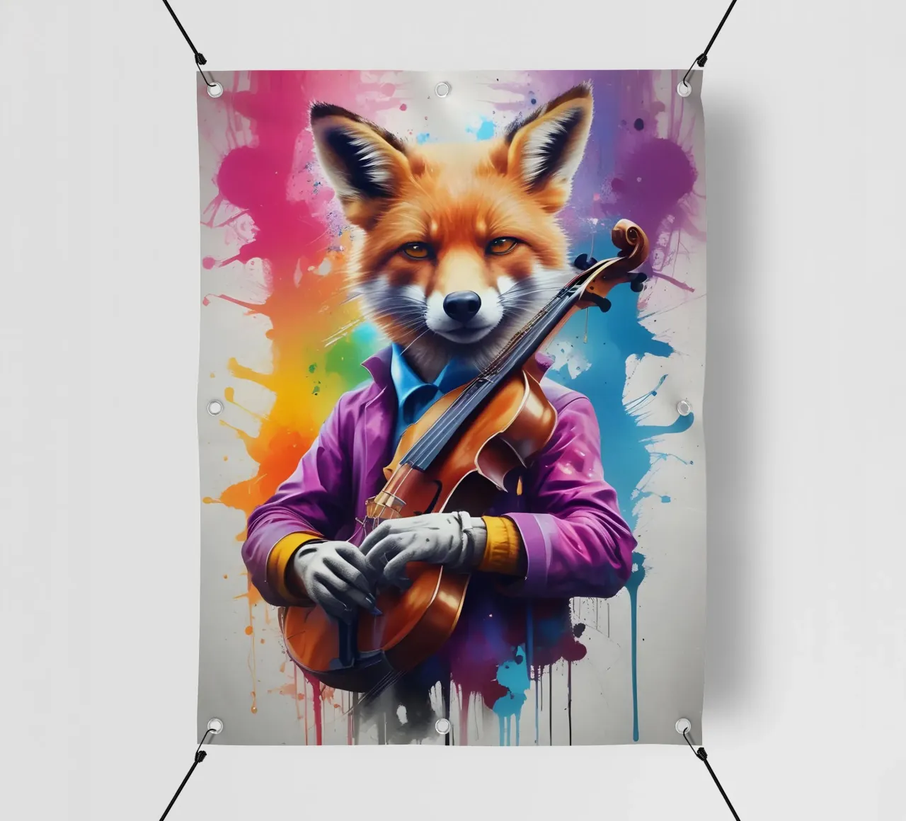 Volpe con violino telo in pvc da MakArena