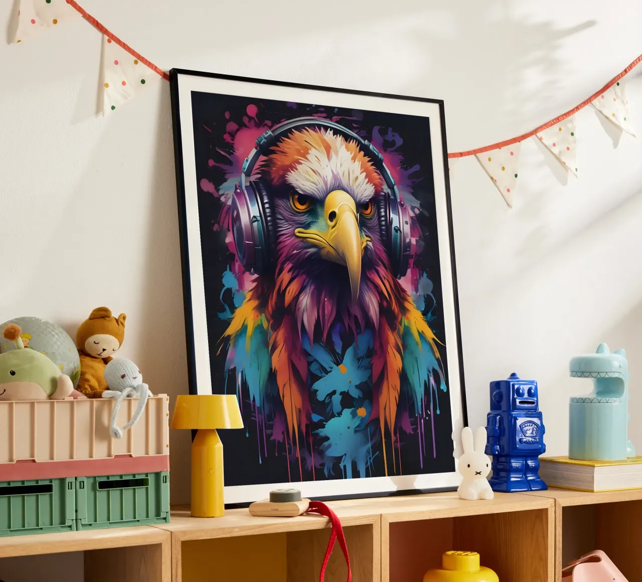Aquila in cuffia poster con telaio in legno da MakArena