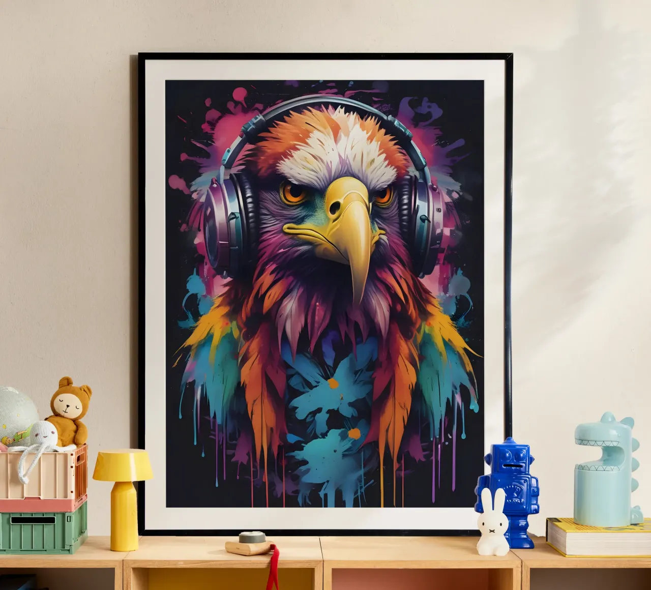 Aquila in cuffia poster con telaio in legno da MakArena