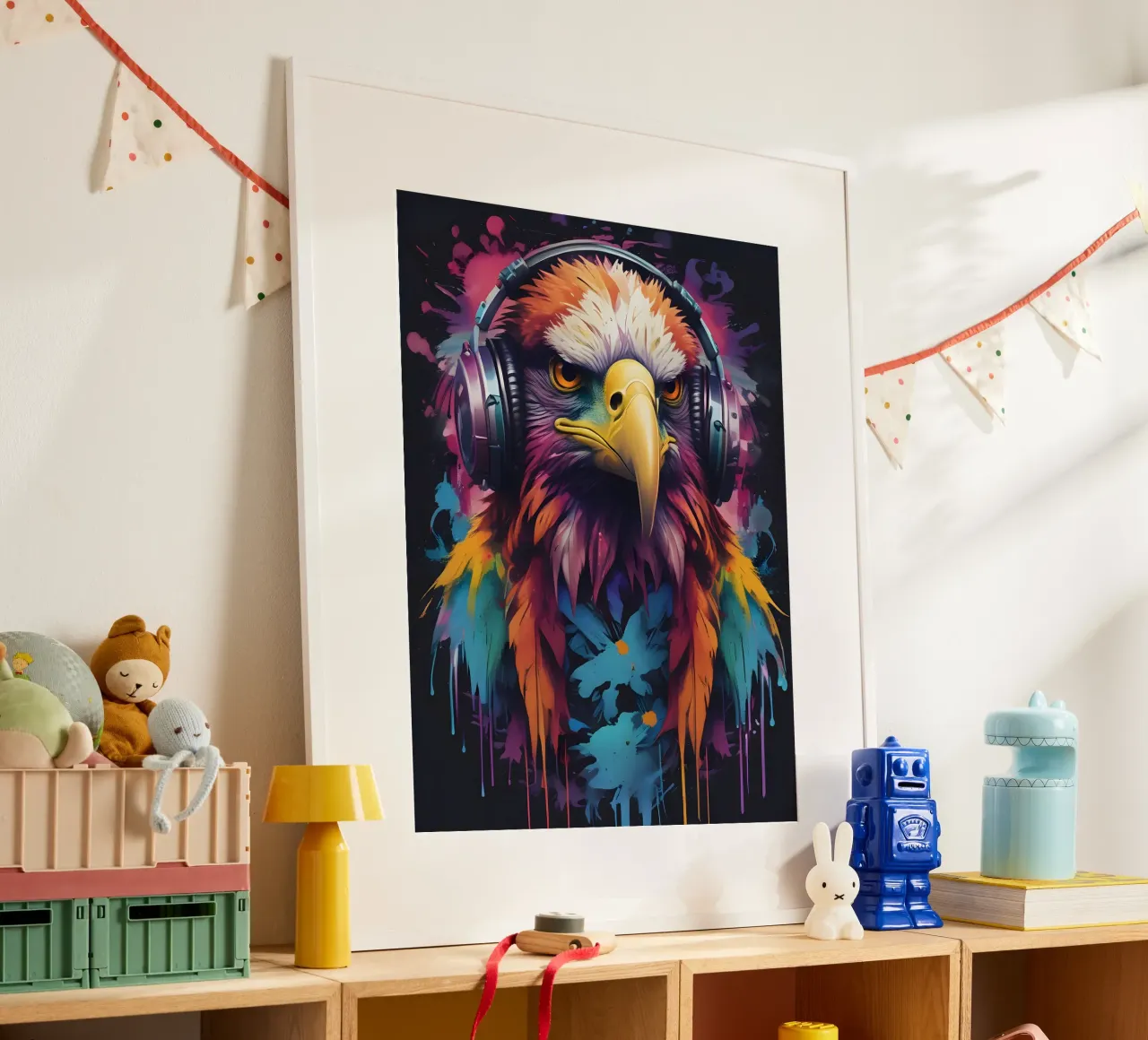 Aquila in cuffia poster con telaio in legno da MakArena