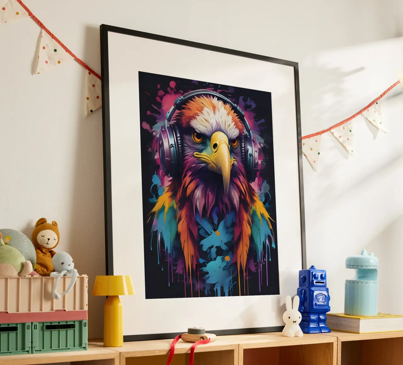 Aquila in cuffia poster con telaio in legno da MakArena