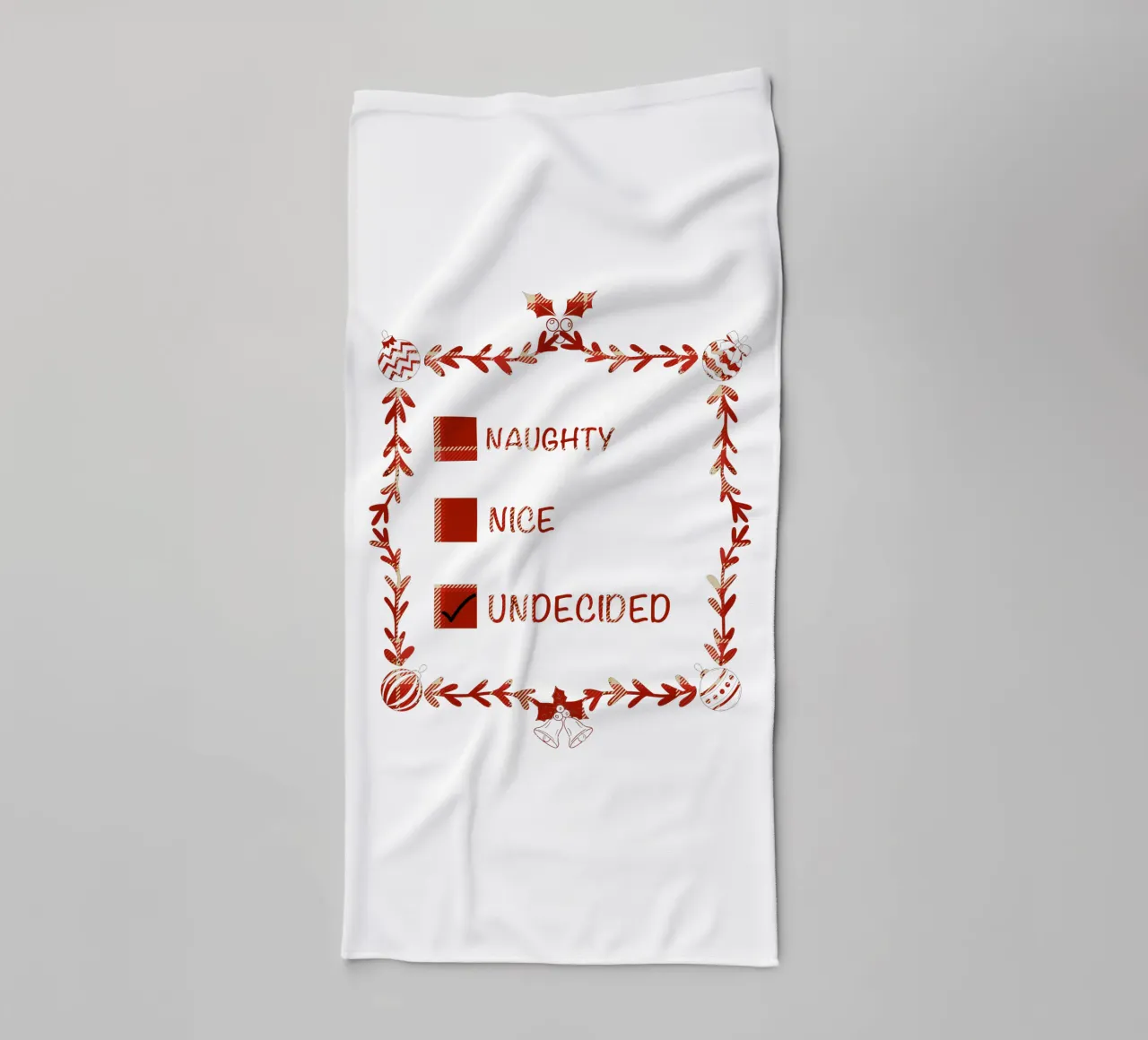KERSTMIS STOUT OF AARDIG CHECKLIST badhanddoek van ARTOMATIC