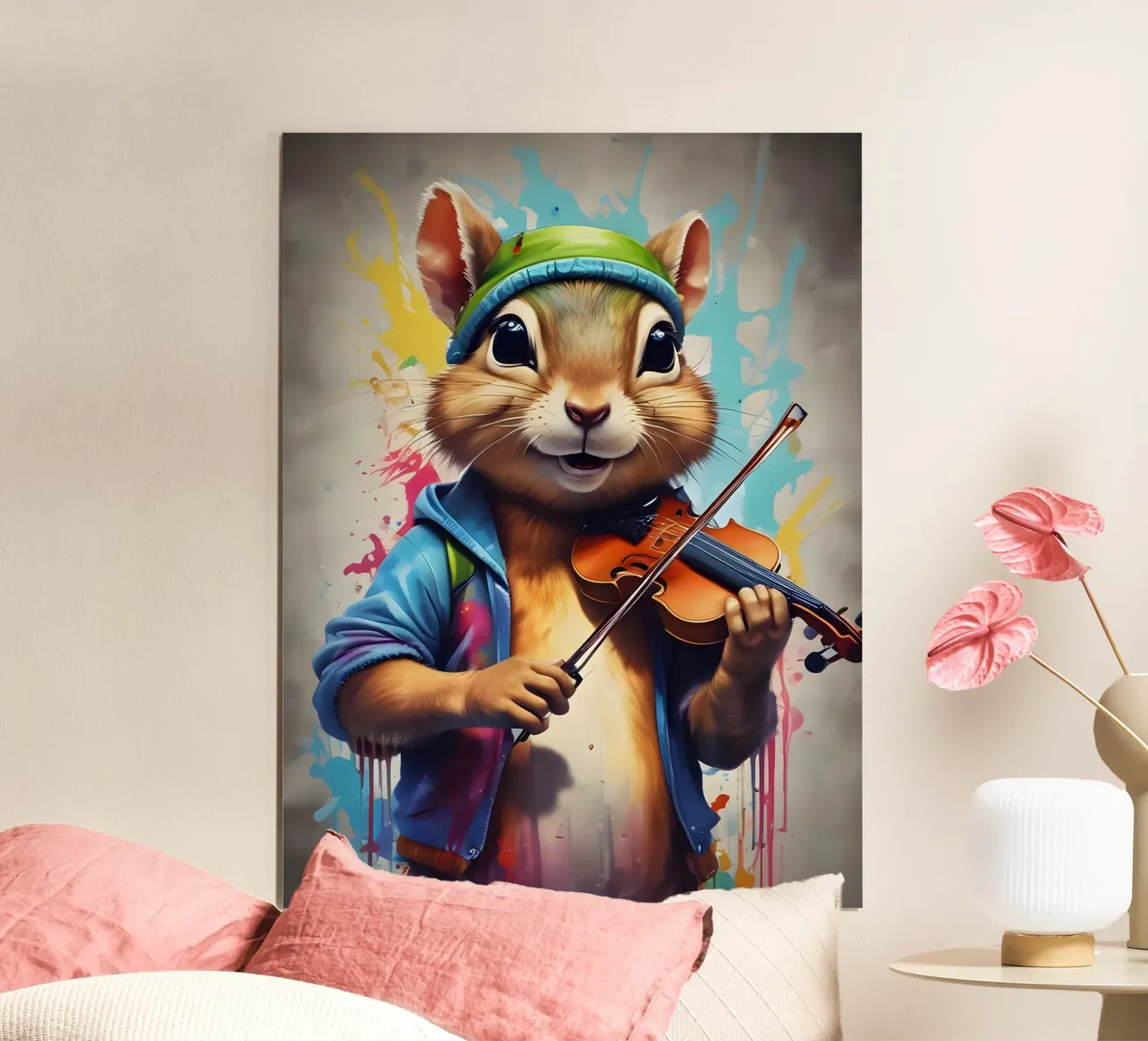 Chipmunk suona il violino poster con telaio in alluminio da MakArena