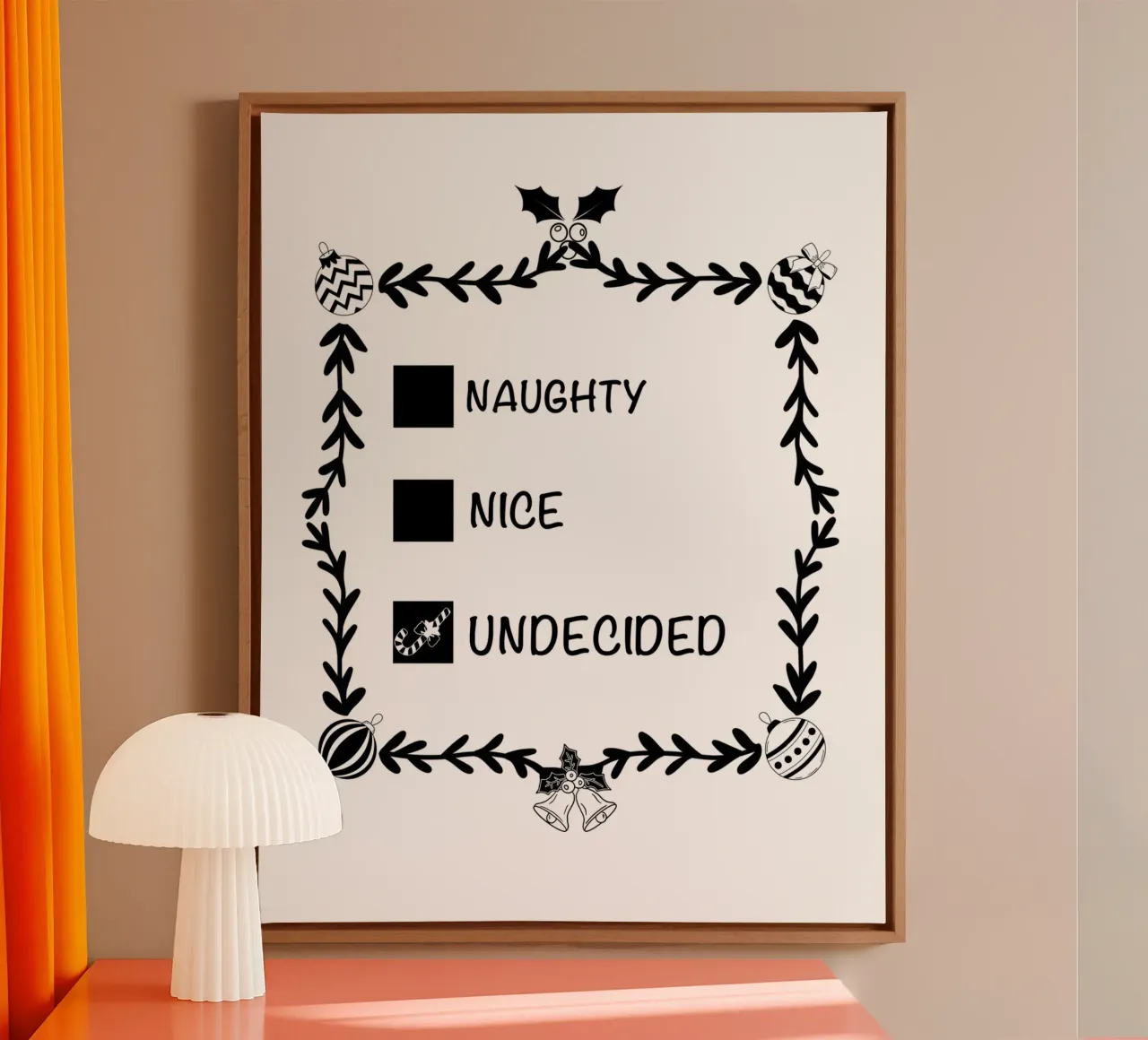 SANTA'S NAUGHTY OR NICE LIST canvas with Floater frame by ARTOMATIC