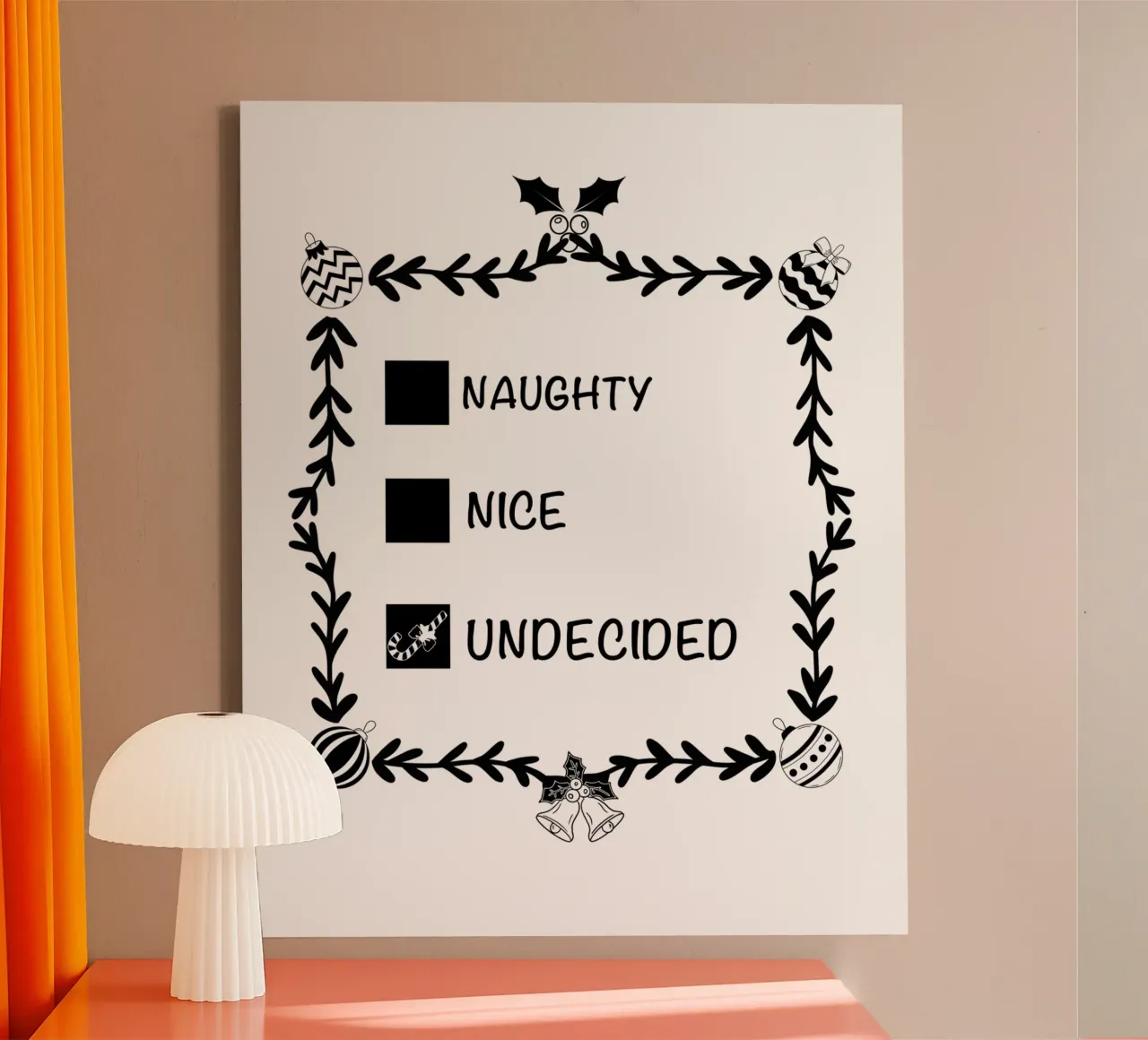 SANTA'S NAUGHTY OR NICE LIST canvas with Floater frame by ARTOMATIC