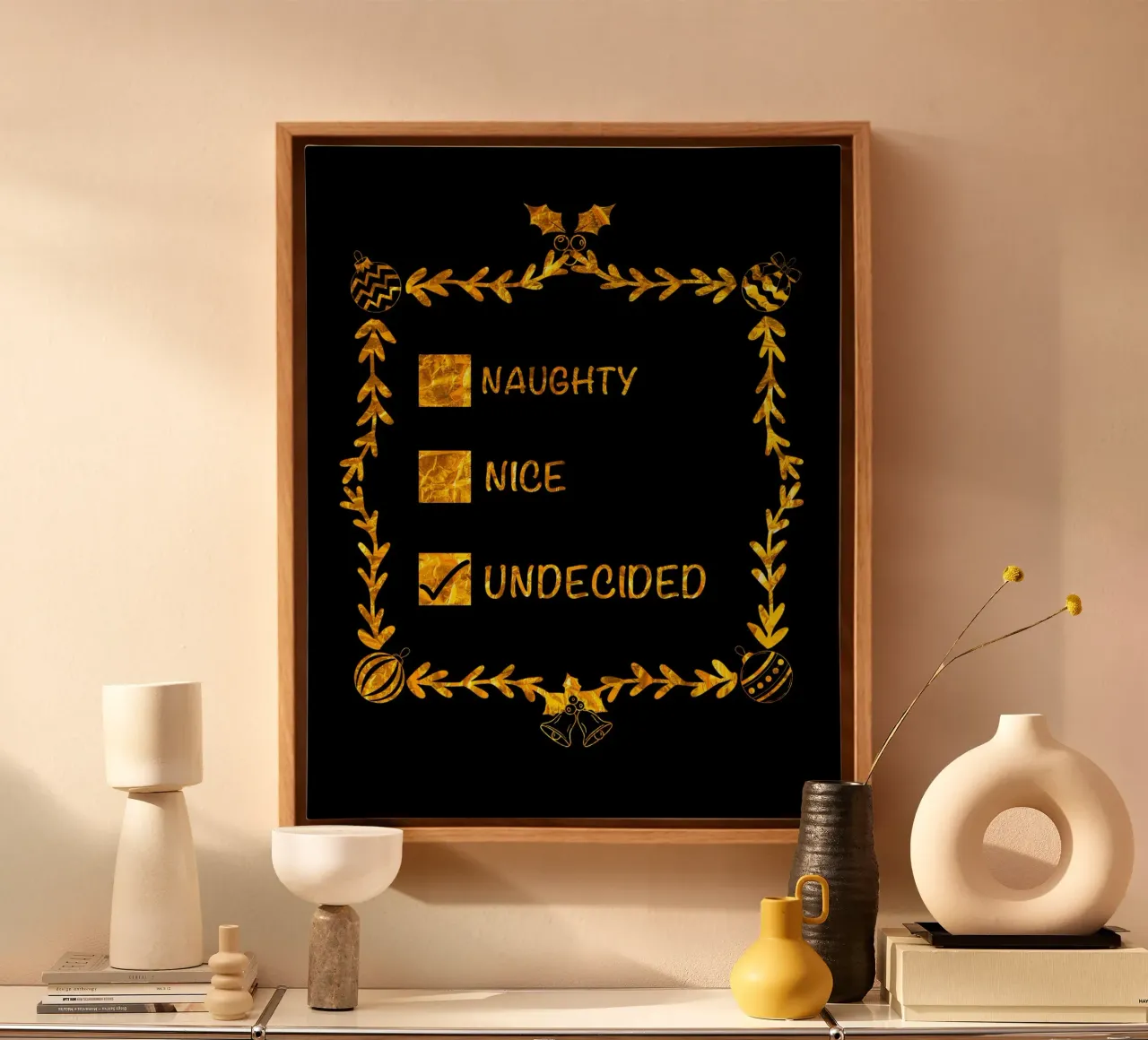SANTA'S CHRISTMAS LIST canvas with Floater frame by ARTOMATIC