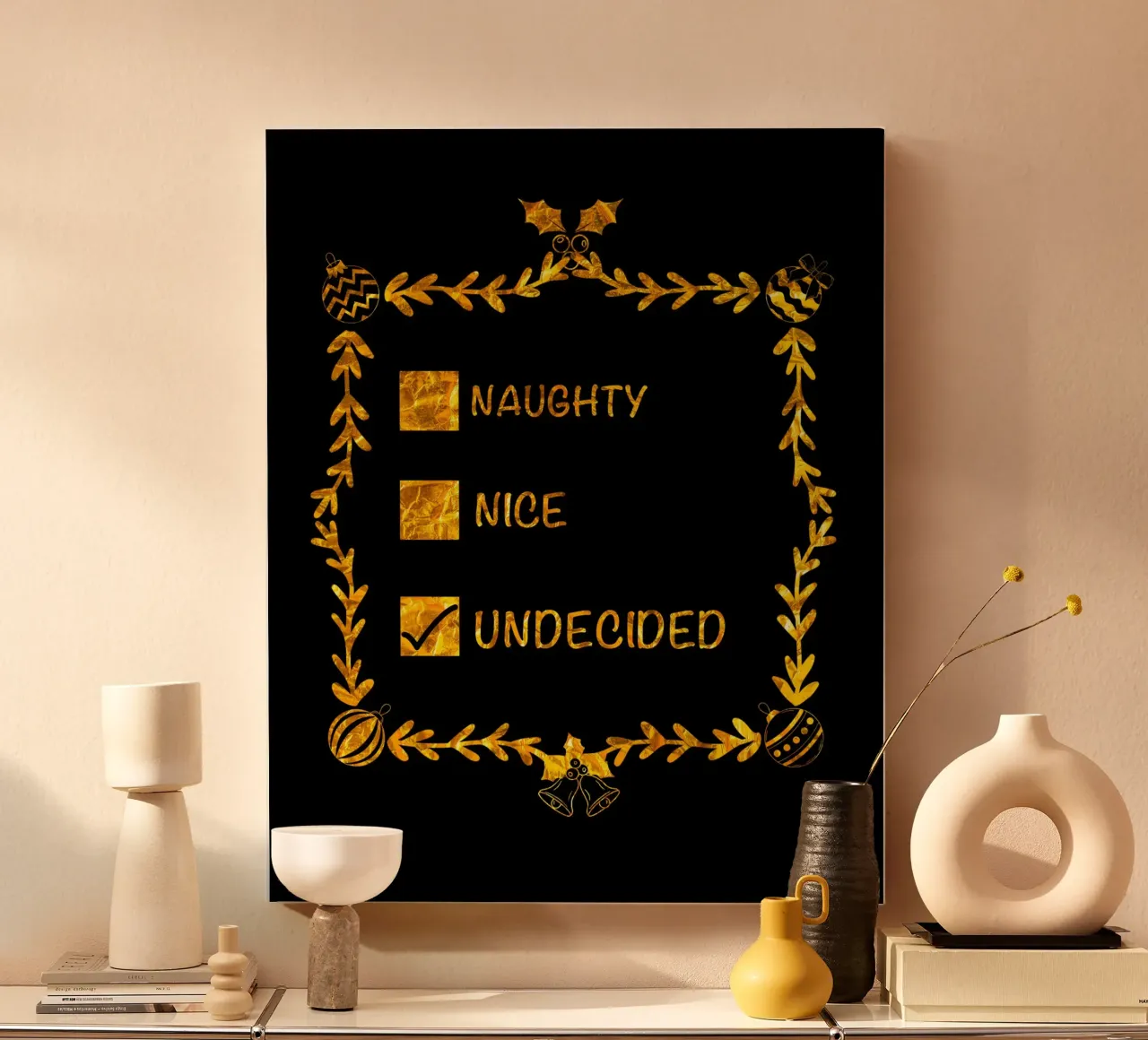 SANTA'S CHRISTMAS LIST canvas with Floater frame by ARTOMATIC