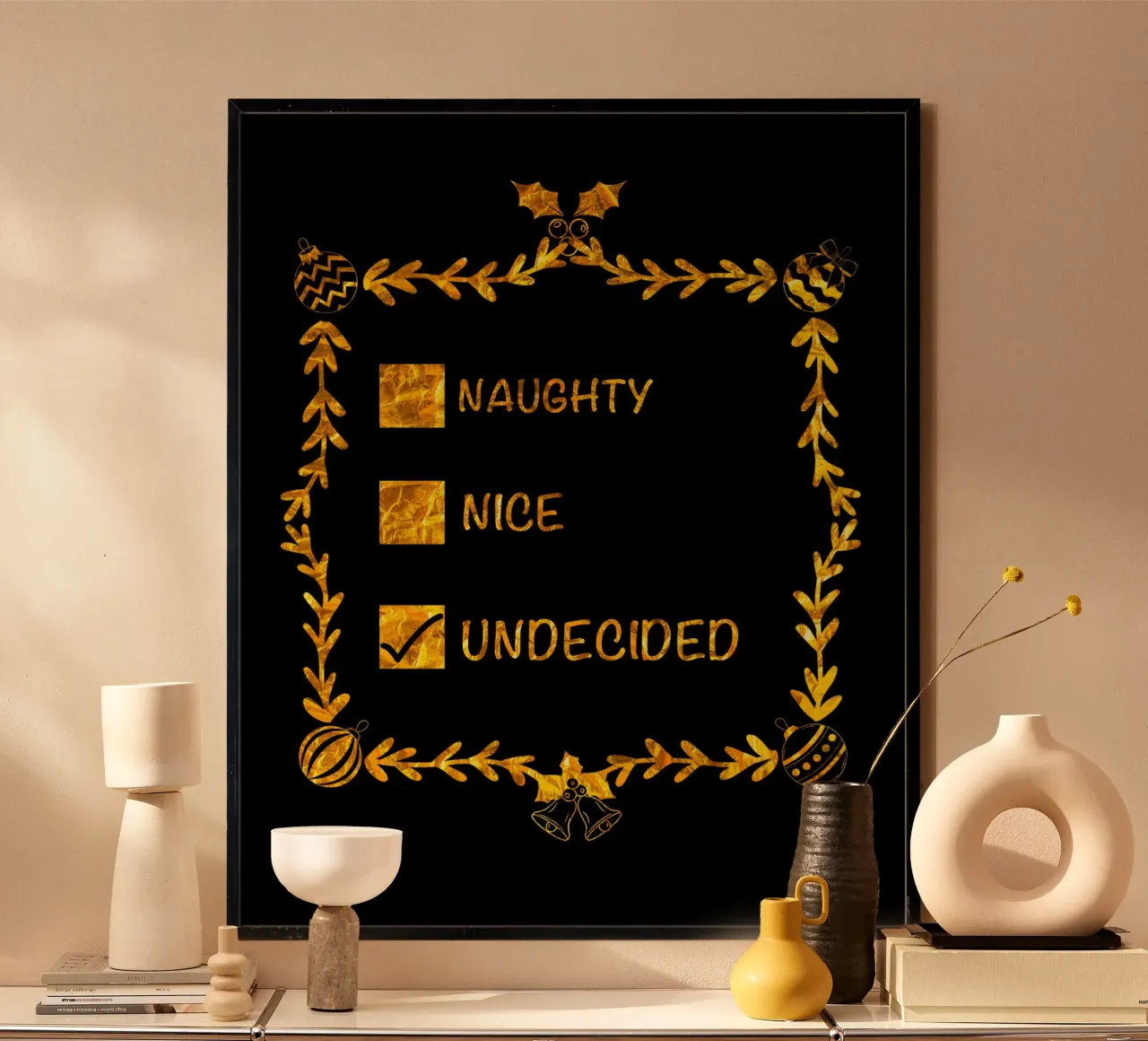 LA LISTA DI NATALE DI BABBO NATALE poster con telaio in plastica da ARTOMATIC