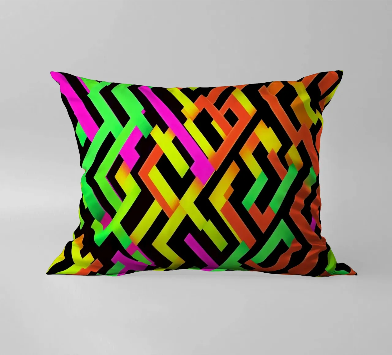 Contemporary Escher pattern in neon style decorative cushion by Autofocus