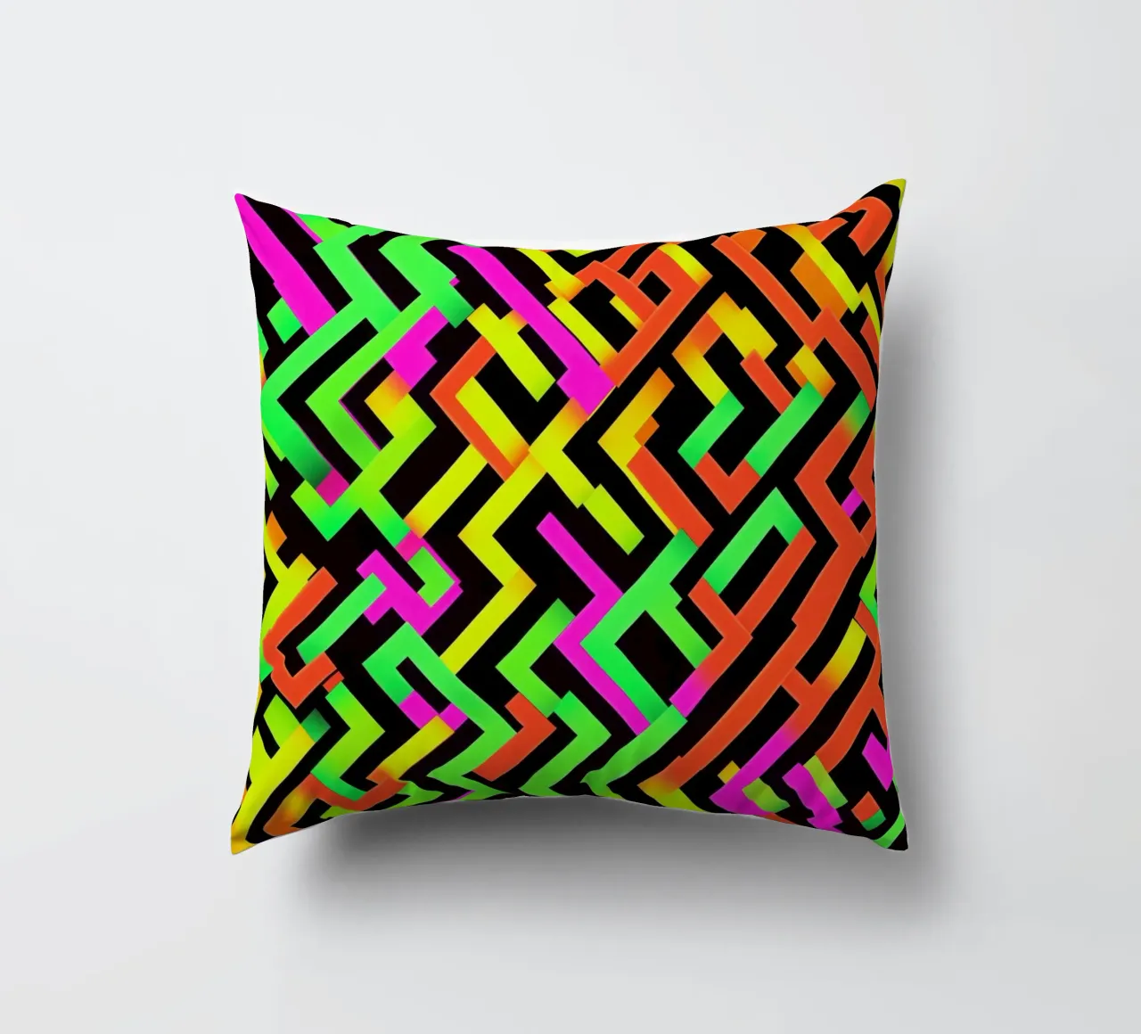Contemporary Escher pattern in neon style decorative cushion by Autofocus