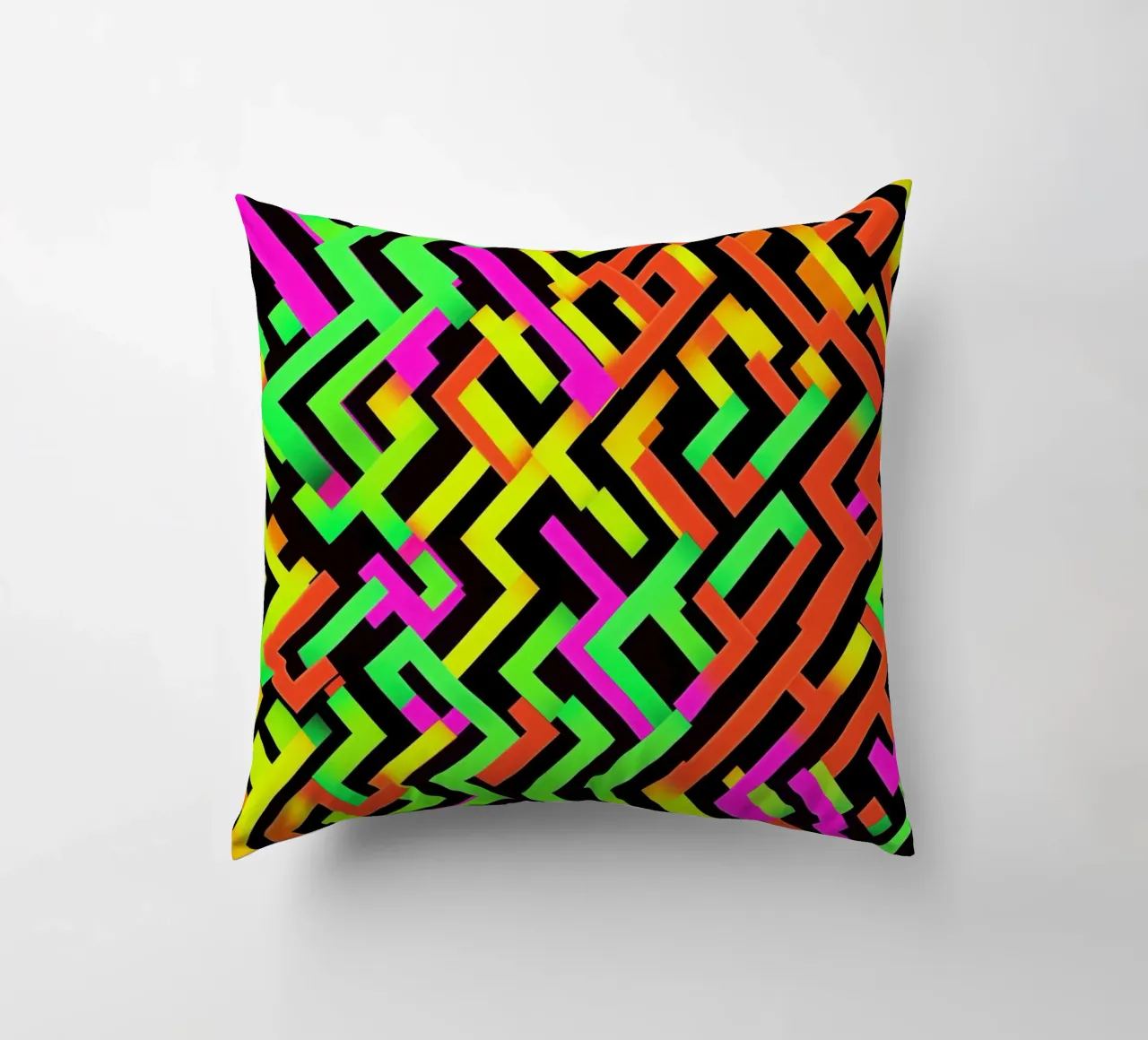 Contemporary Escher pattern in neon style decorative cushion by Autofocus