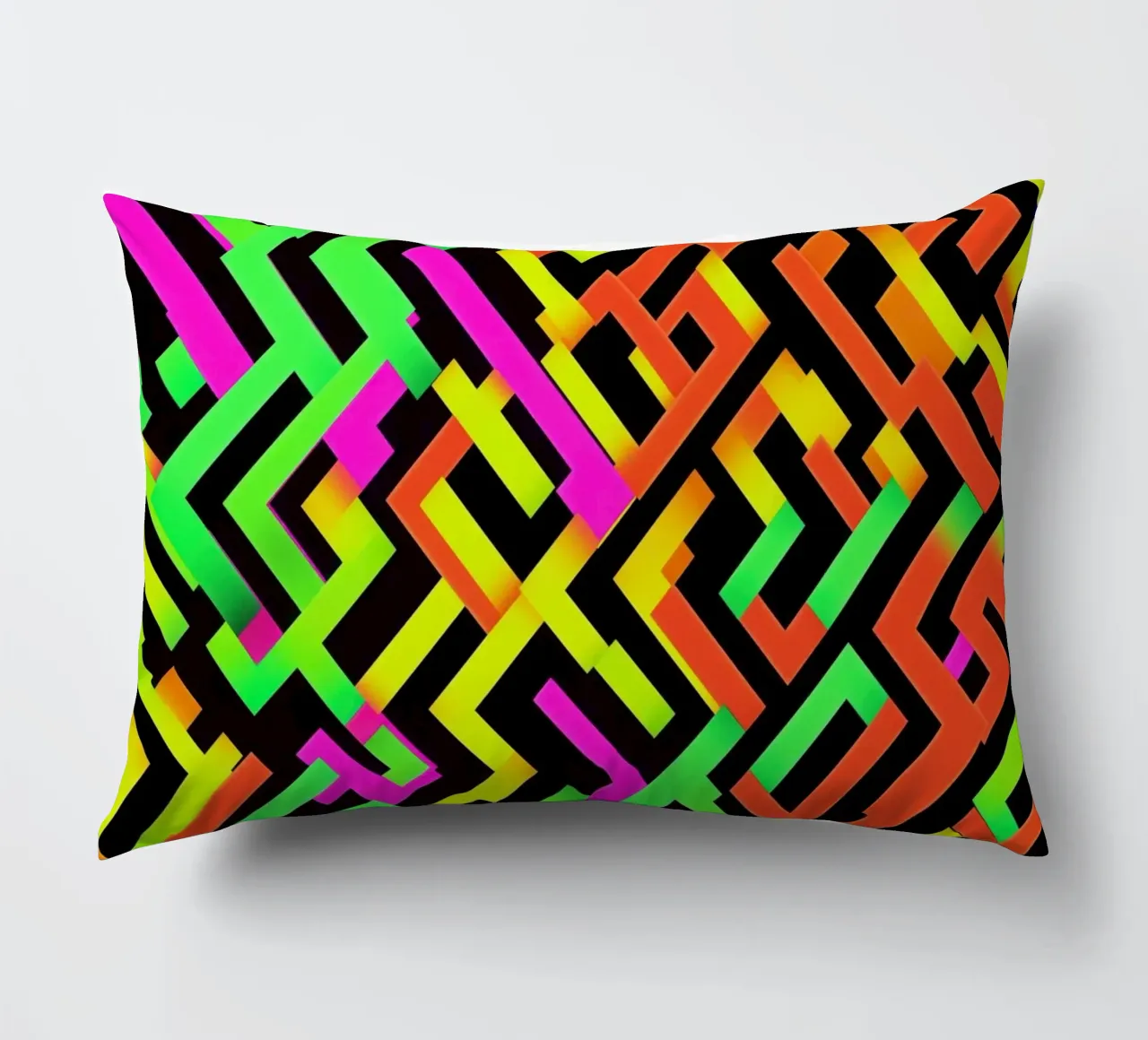 Contemporary Escher pattern in neon style decorative cushion by Autofocus