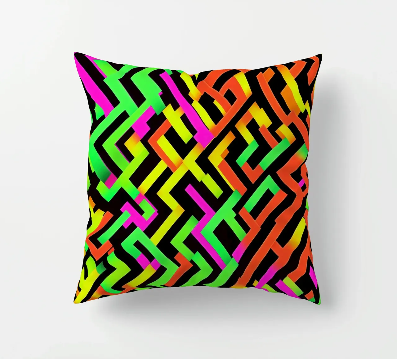 Contemporary Escher pattern in neon style decorative cushion by Autofocus