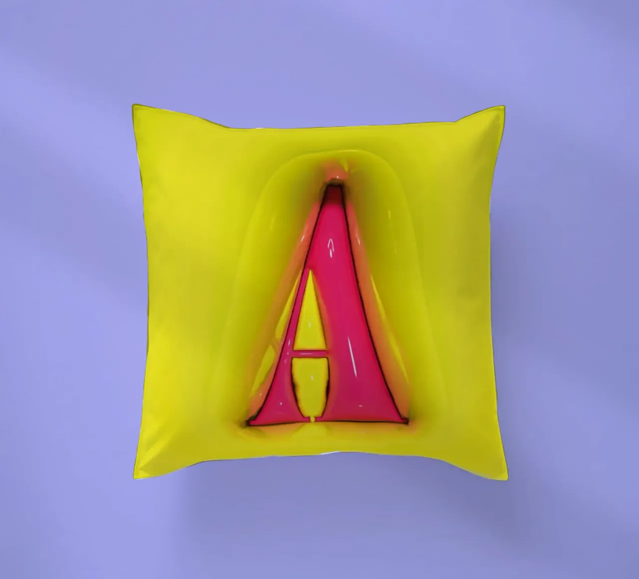 Bubblegum Inflate Initials A Green decorative cushion by Malou-Studio