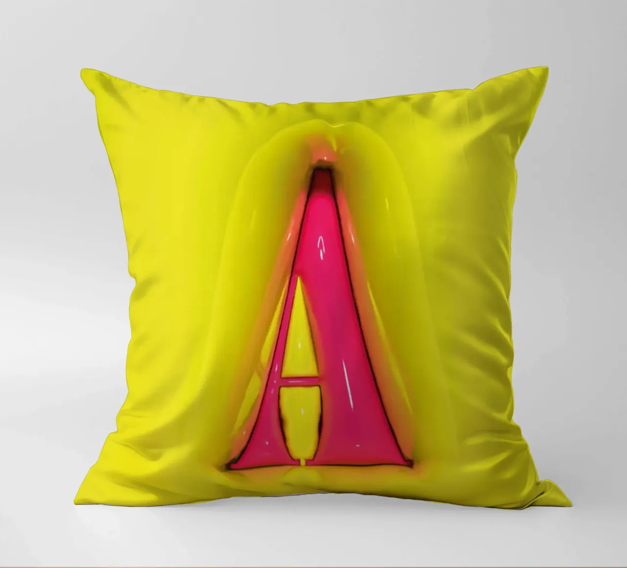 Bubblegum Inflate Initials A Green decorative cushion by Malou-Studio