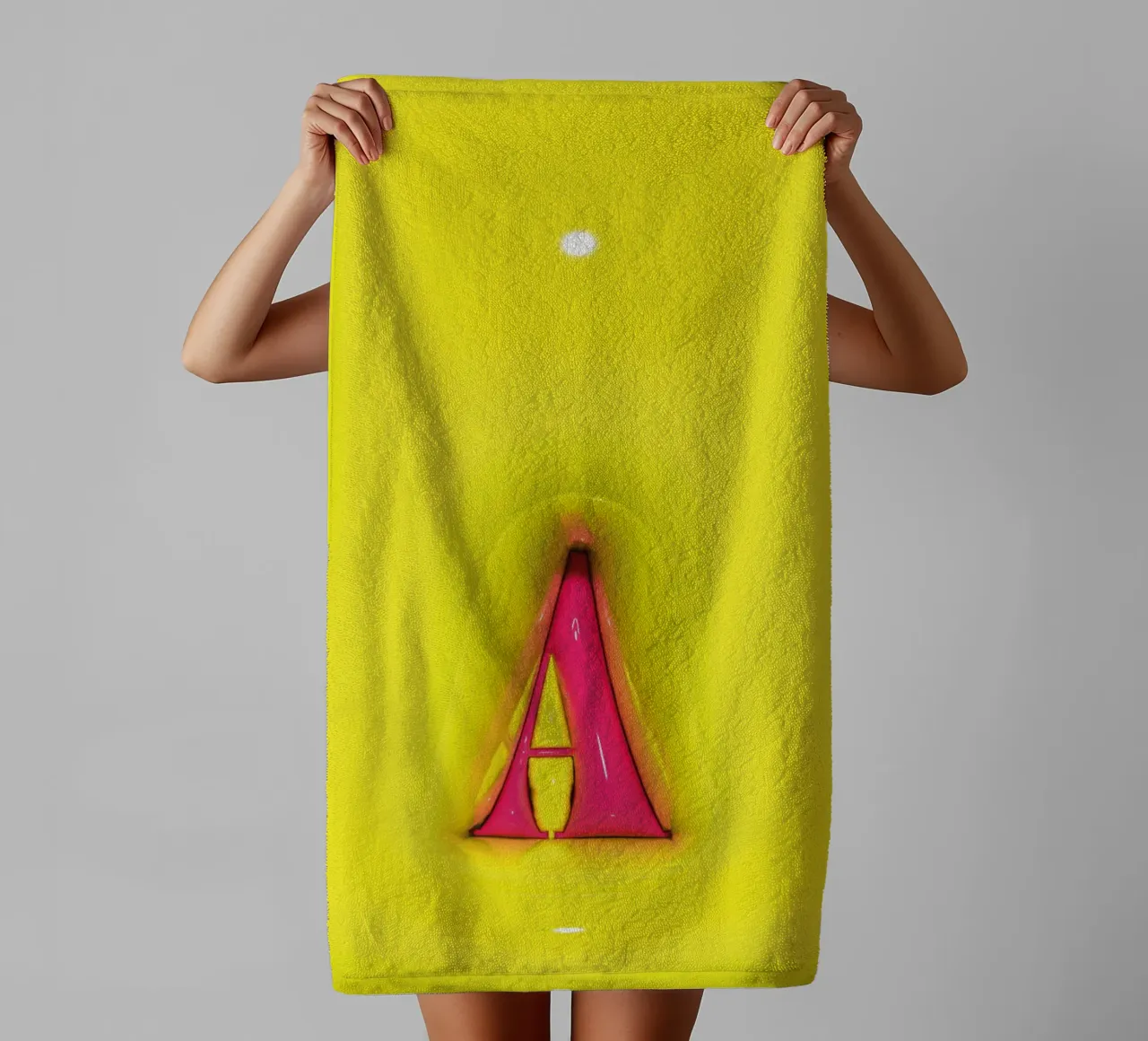 Bubblegum Inflate Initials A Green towel by Malou-Studio