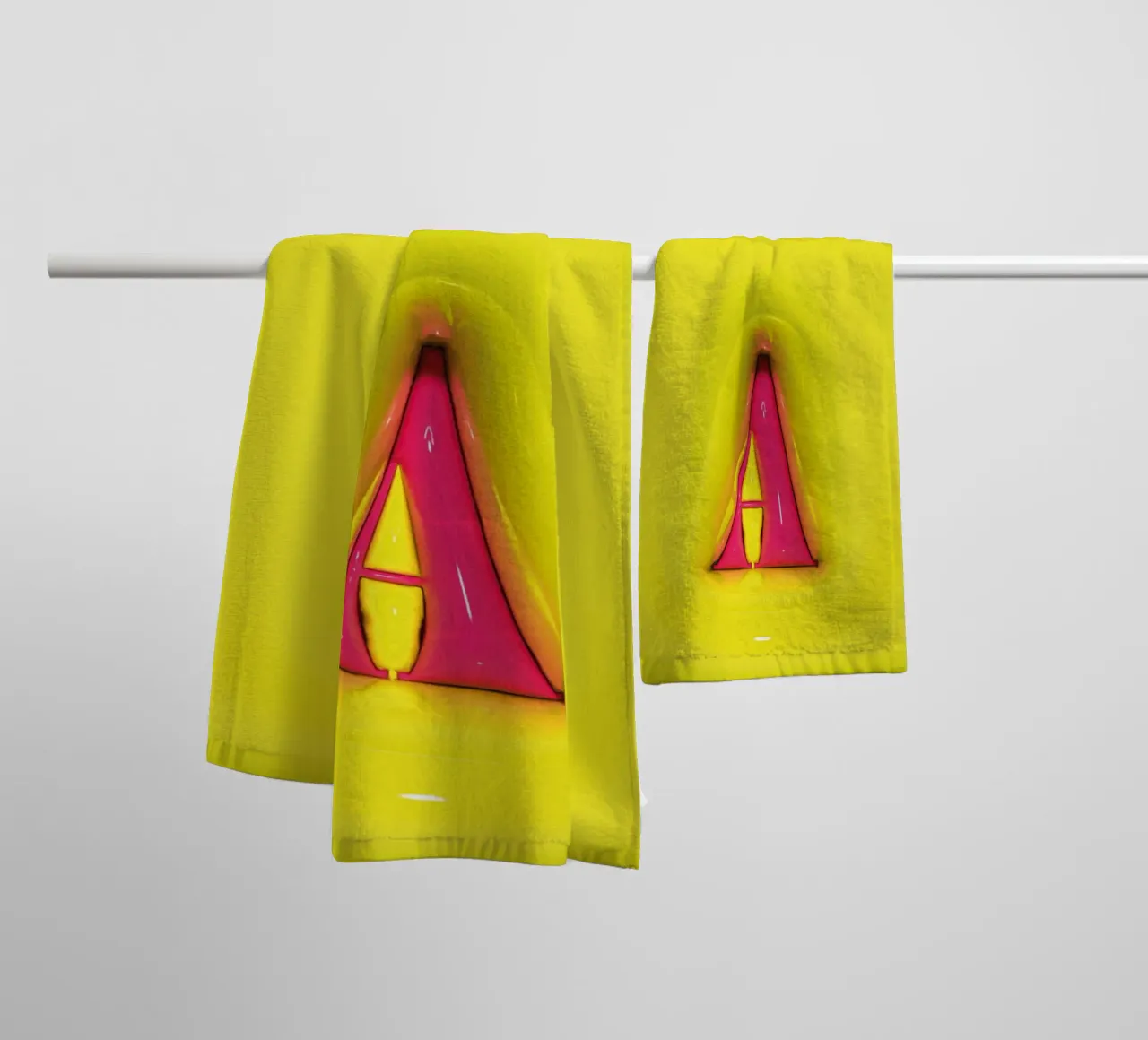 Bubblegum Inflate Initials A Green towel by Malou-Studio