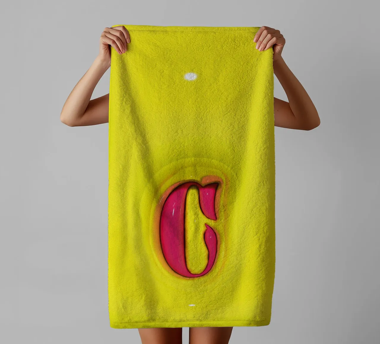 Bubblegum Inflate Initials C Green towel by Malou-Studio