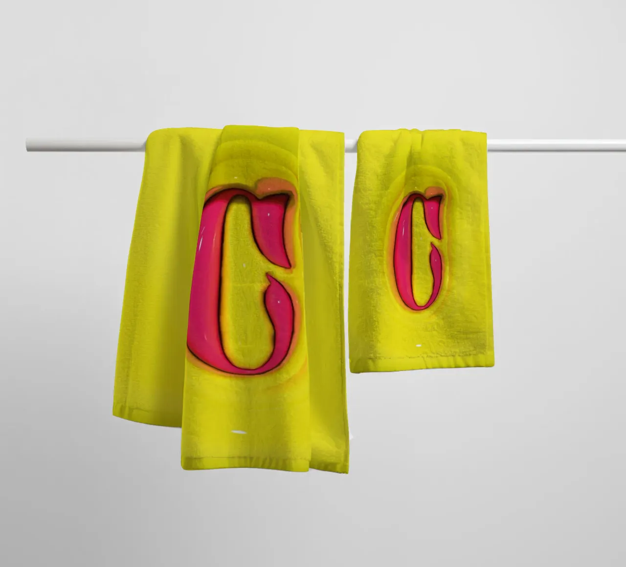 Bubblegum Inflate Initials C Green towel by Malou-Studio