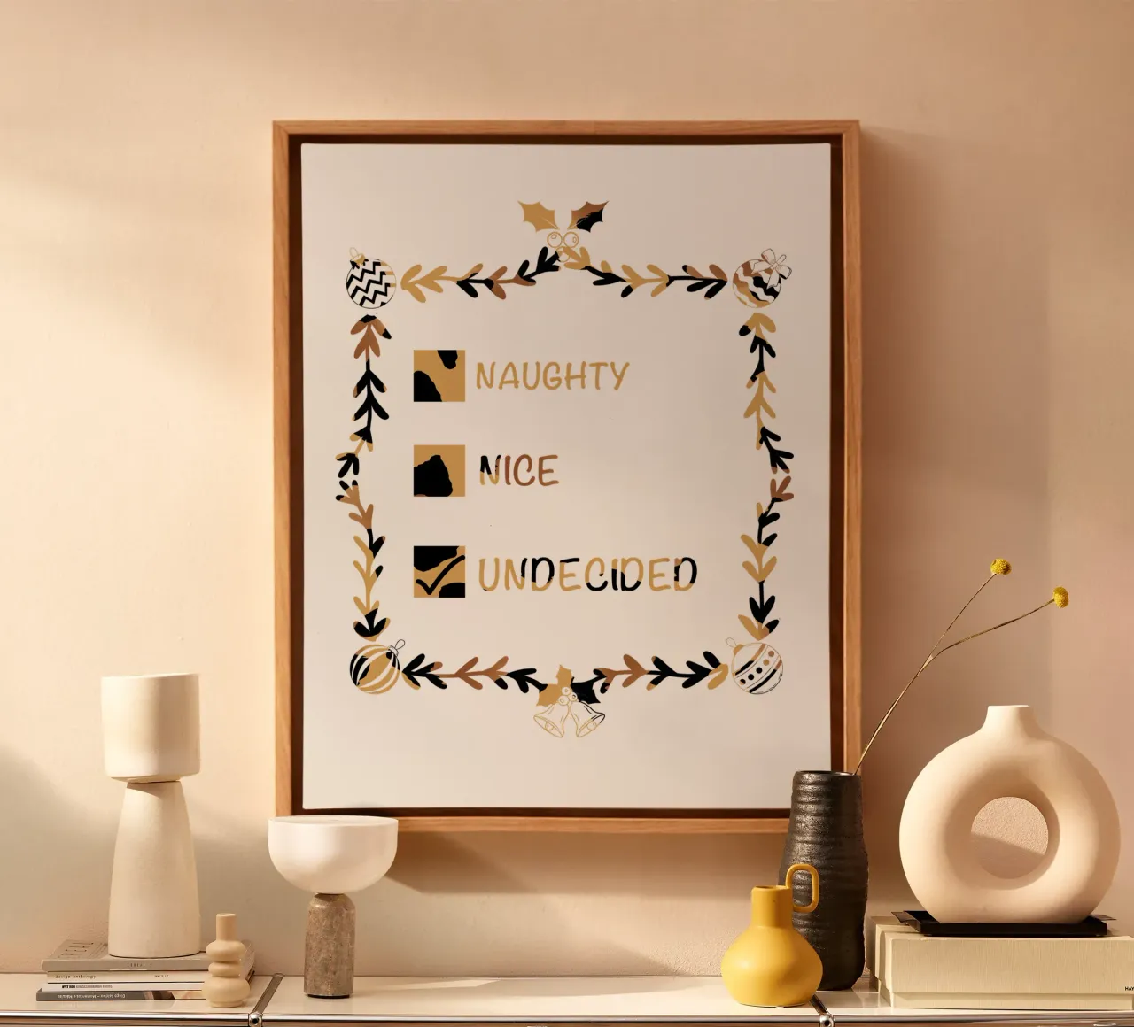 NAUGHTY OR NICE LIST canvas with Floater frame by ARTOMATIC
