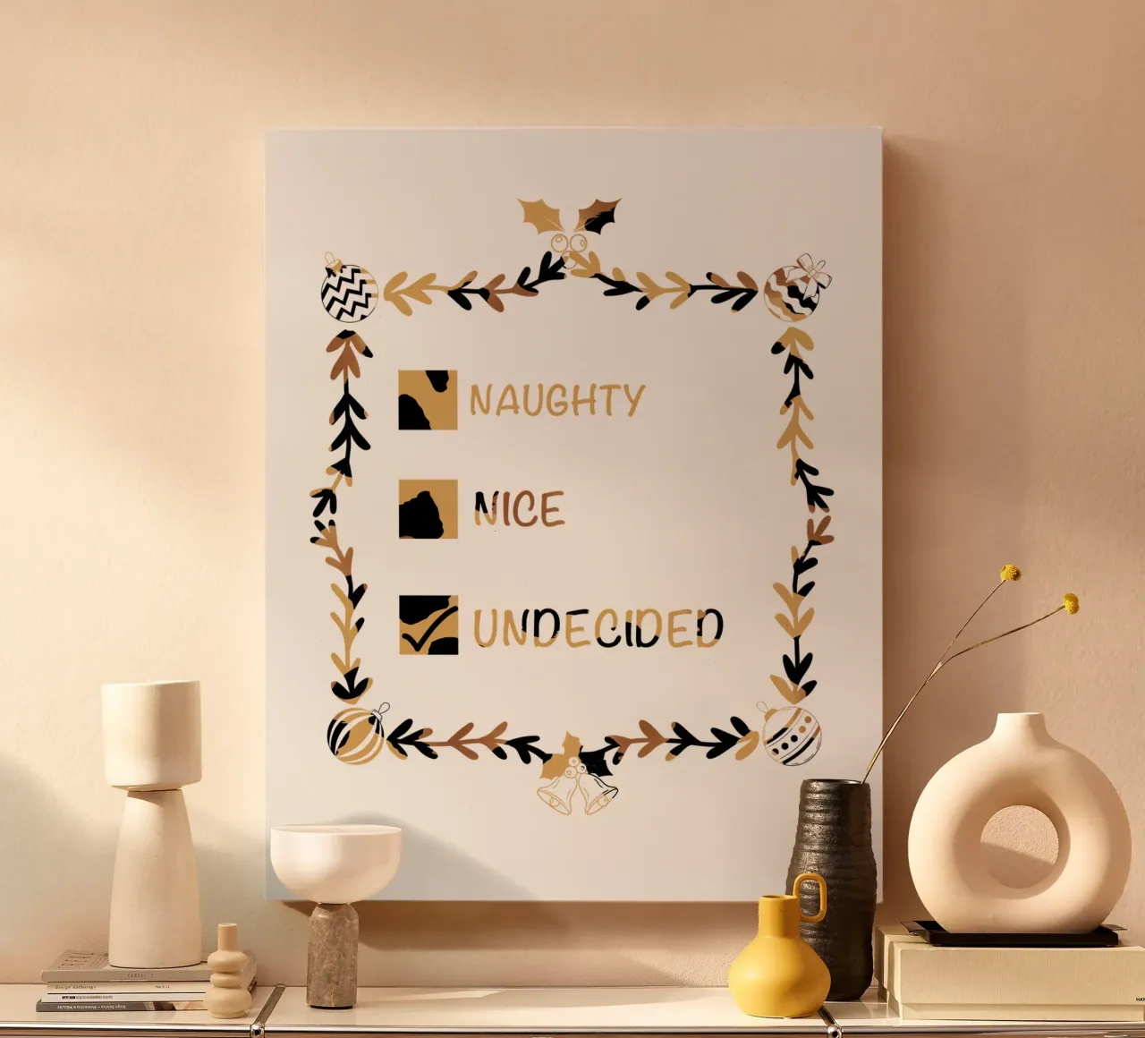 NAUGHTY OR NICE LIST canvas with Floater frame by ARTOMATIC