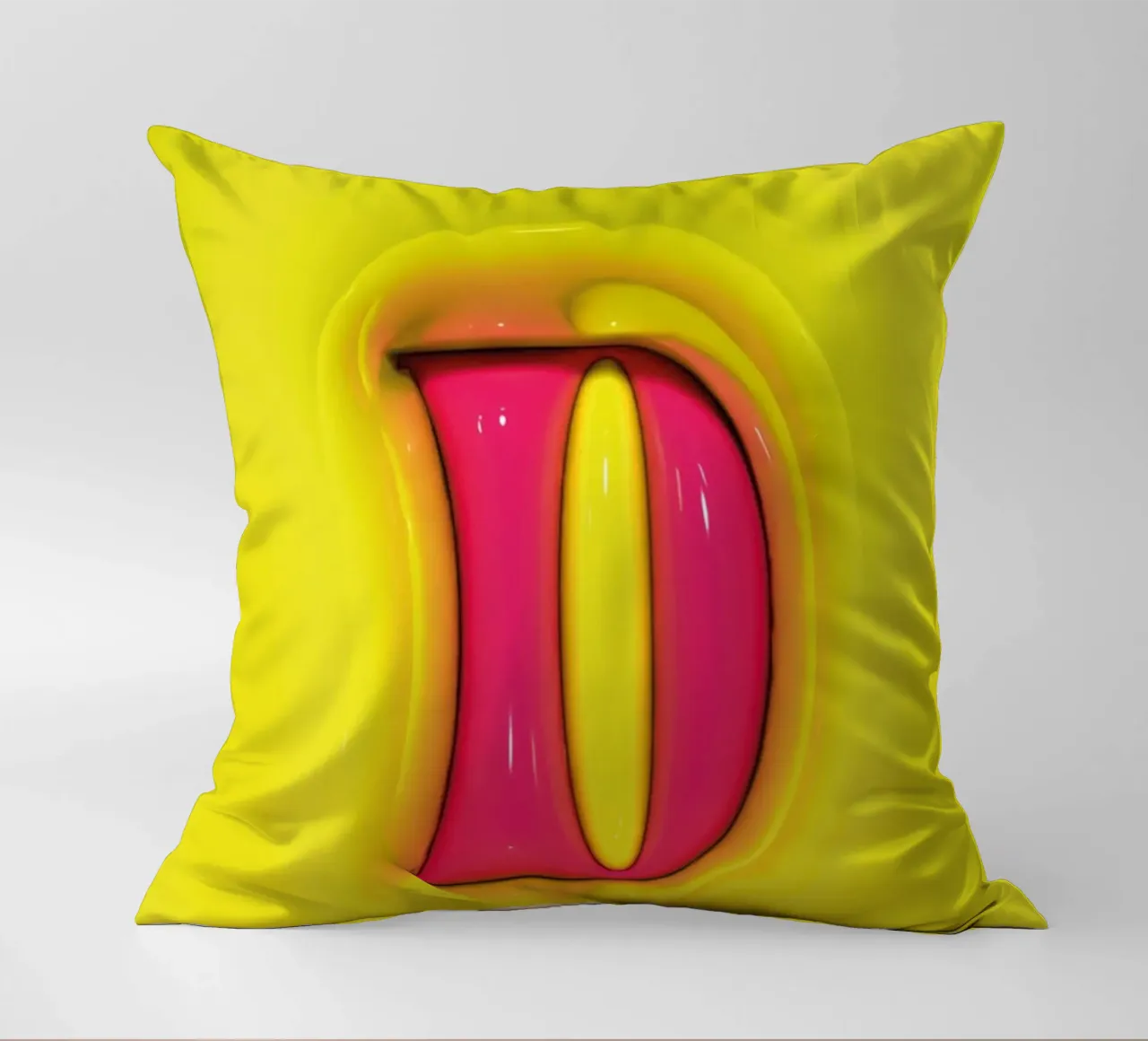 Bubblegum Inflate Initials D Green decorative cushion by Malou-Studio