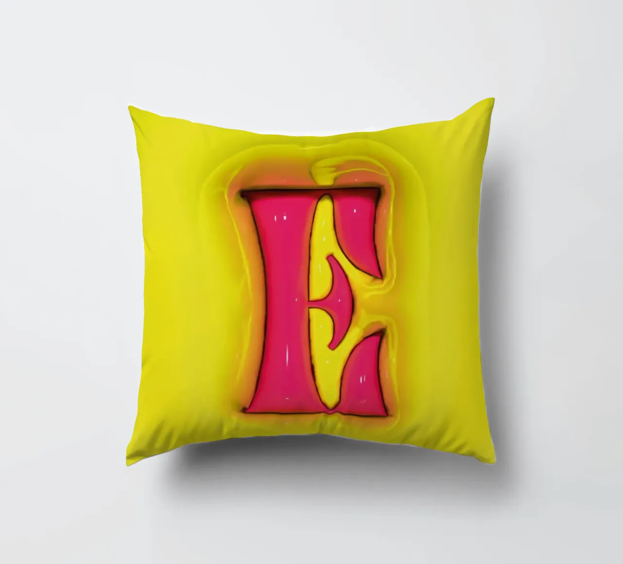 Bubblegum Inflate Initials E Green decorative cushion by Malou-Studio