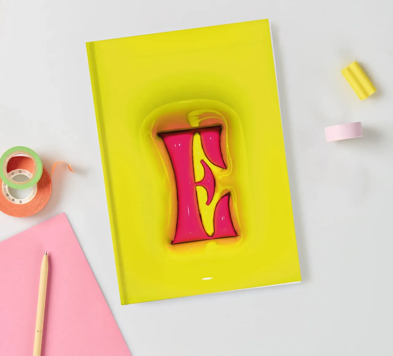 Bubblegum Inflate Initials E Green notebook by Malou-Studio
