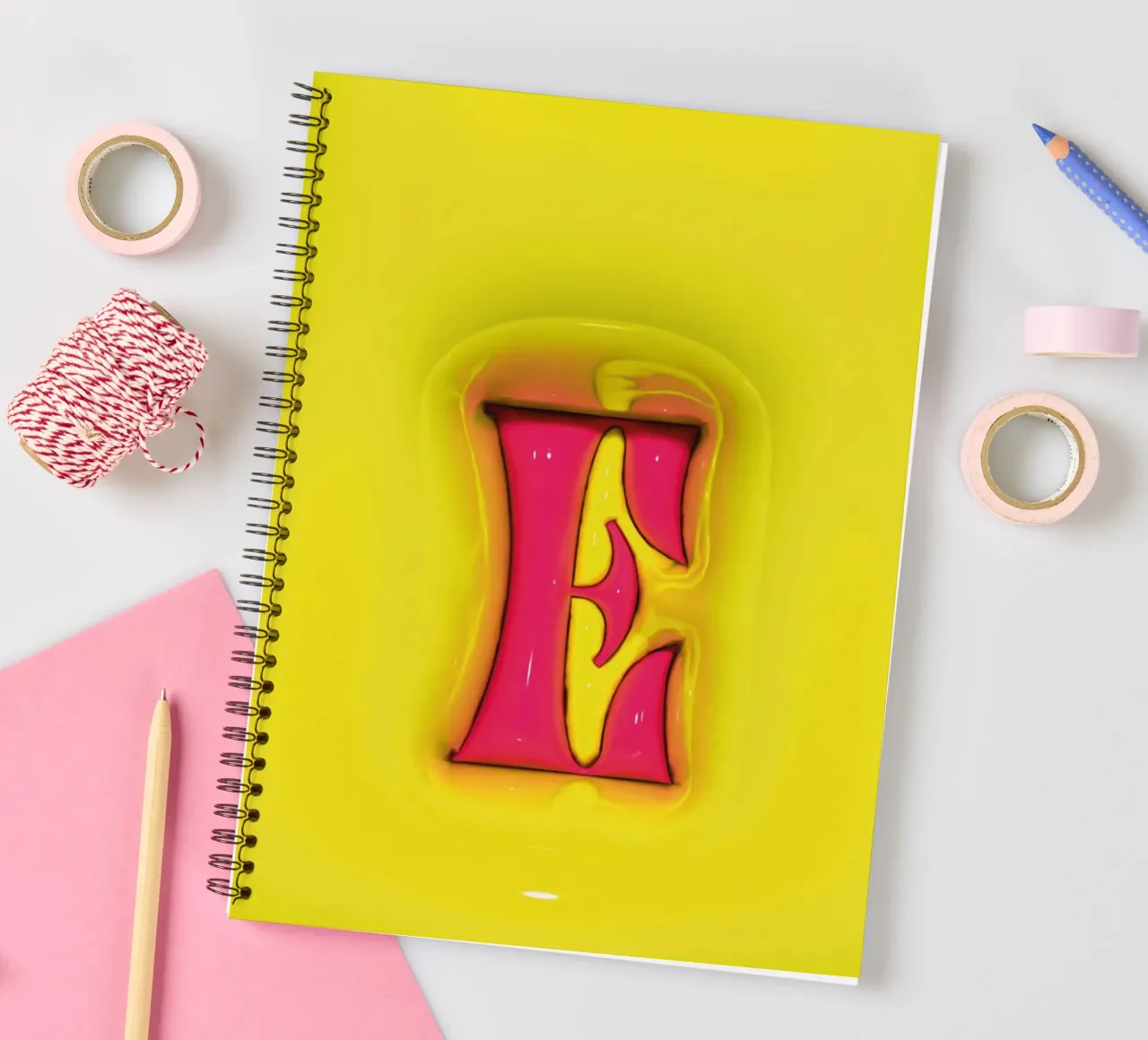 Bubblegum Inflate Initials E Green spiral notebook by Malou-Studio