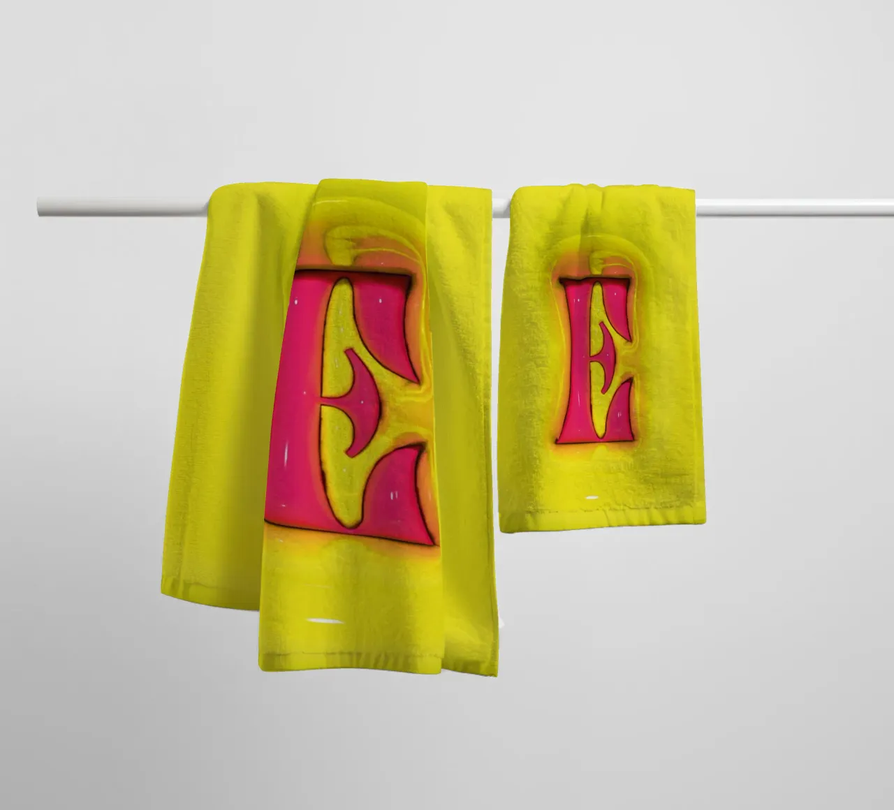 Bubblegum Inflate Initials E Green towel by Malou-Studio