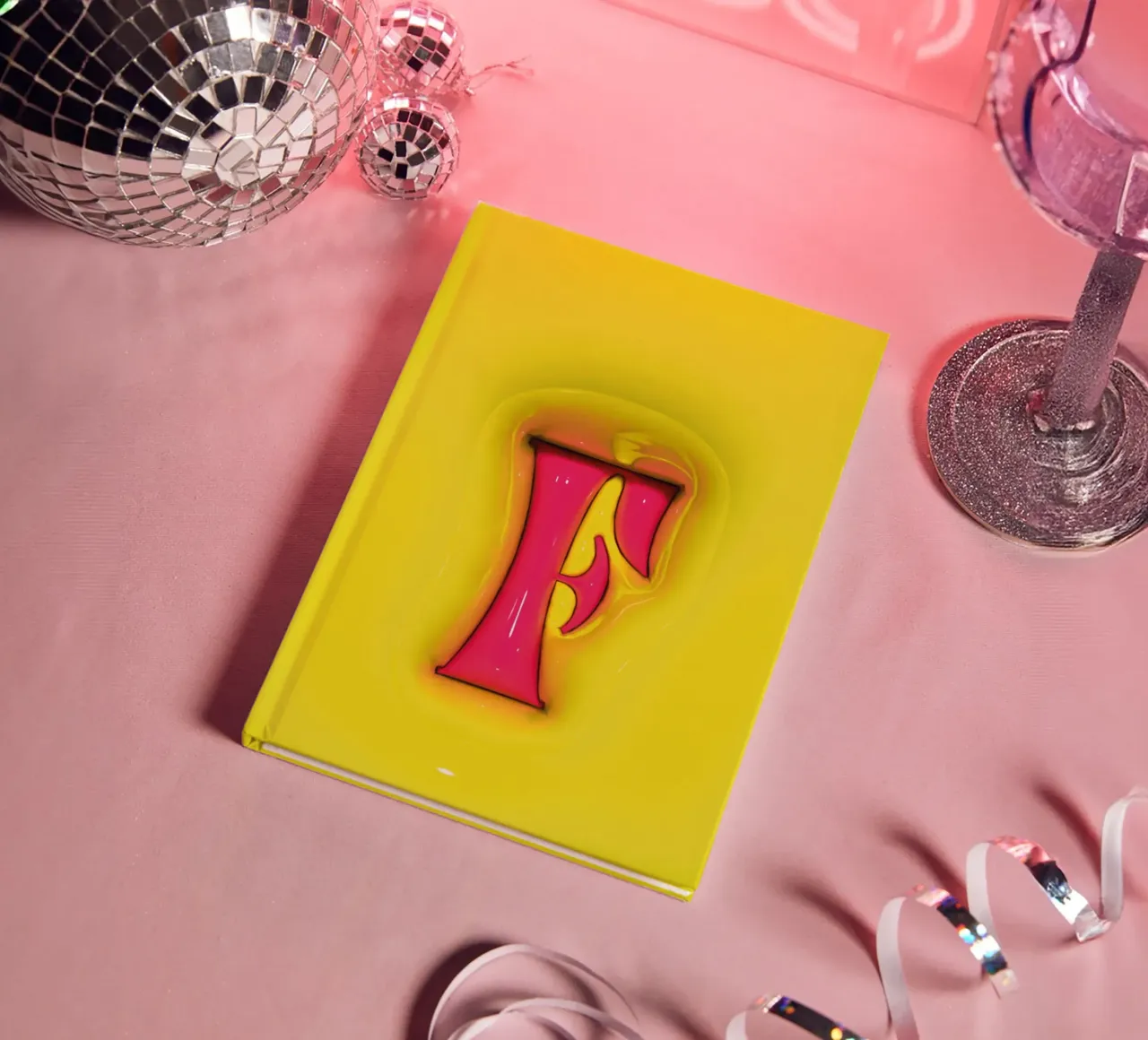 Bubblegum Inflate Initials F Green notebook by Malou-Studio