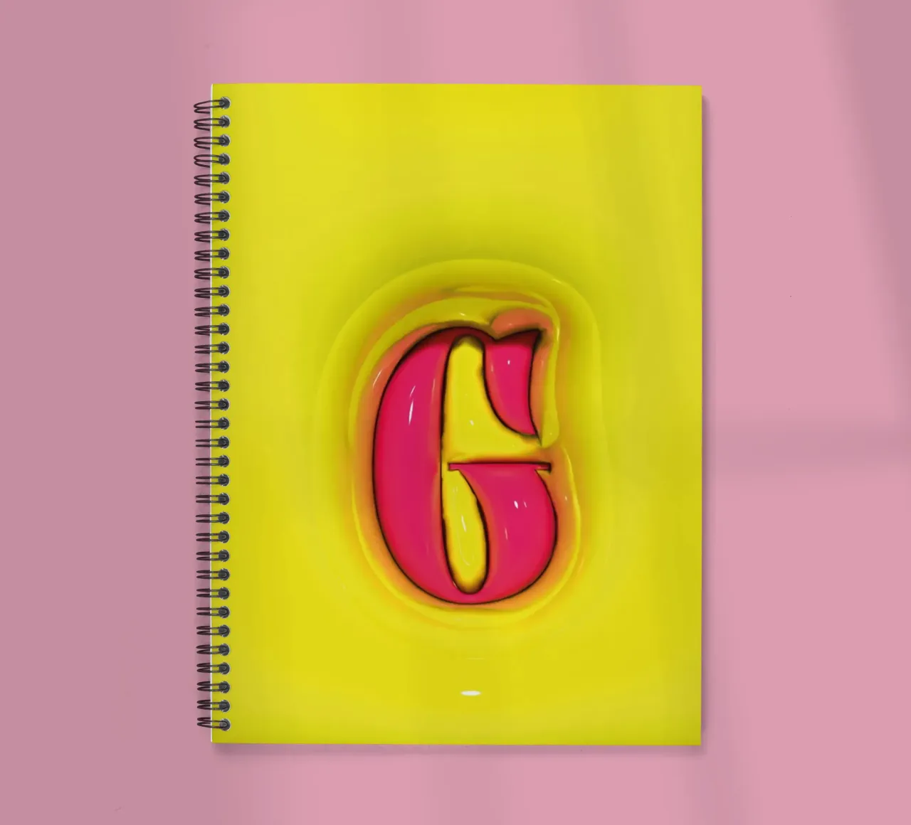 Bubblegum Inflate Initials G Green spiral notebook by Malou-Studio