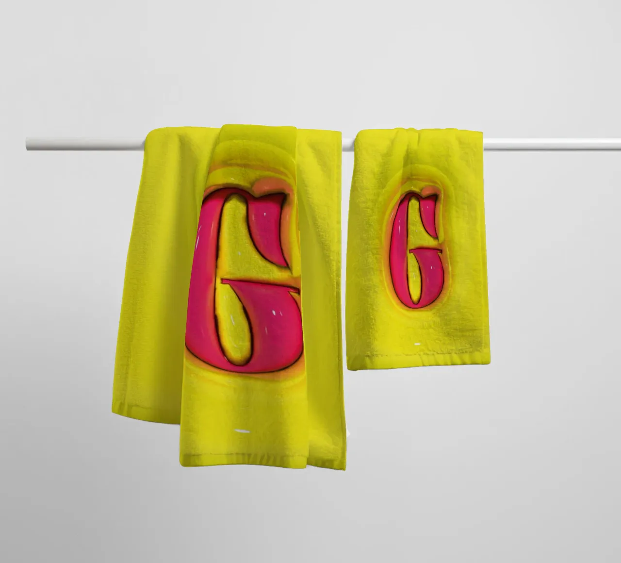 Bubblegum Gonflable Initiales G Vert serviette de bain de Malou-Studio