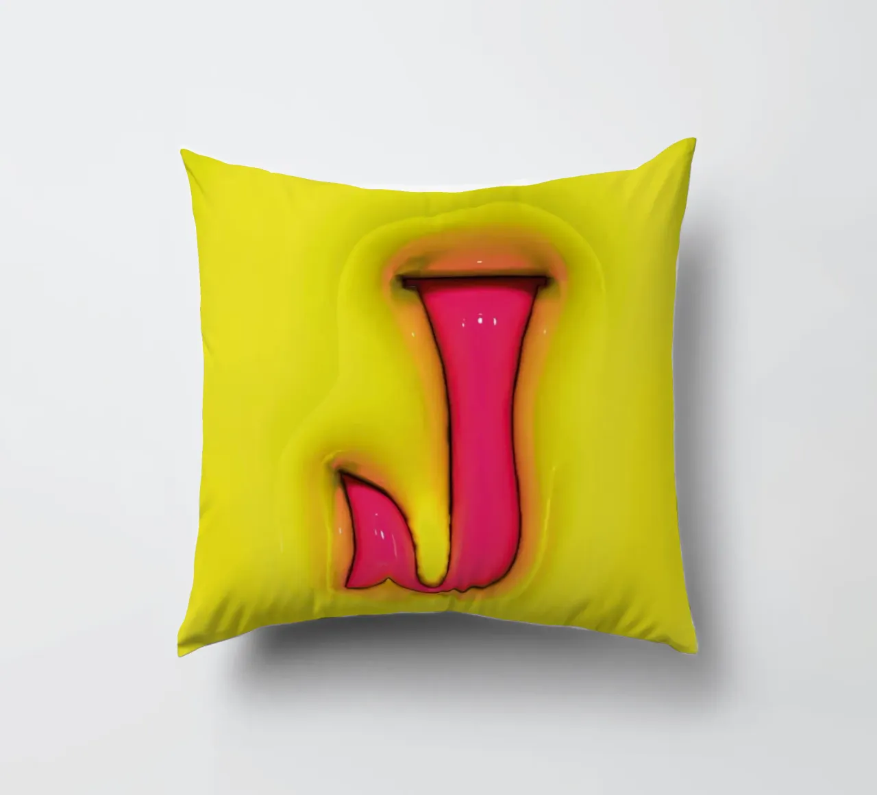 Bubblegum Inflate Initials J Green decorative cushion by Malou-Studio