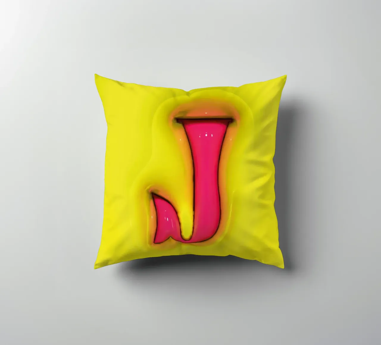 Bubblegum Inflate Initials J Green decorative cushion by Malou-Studio